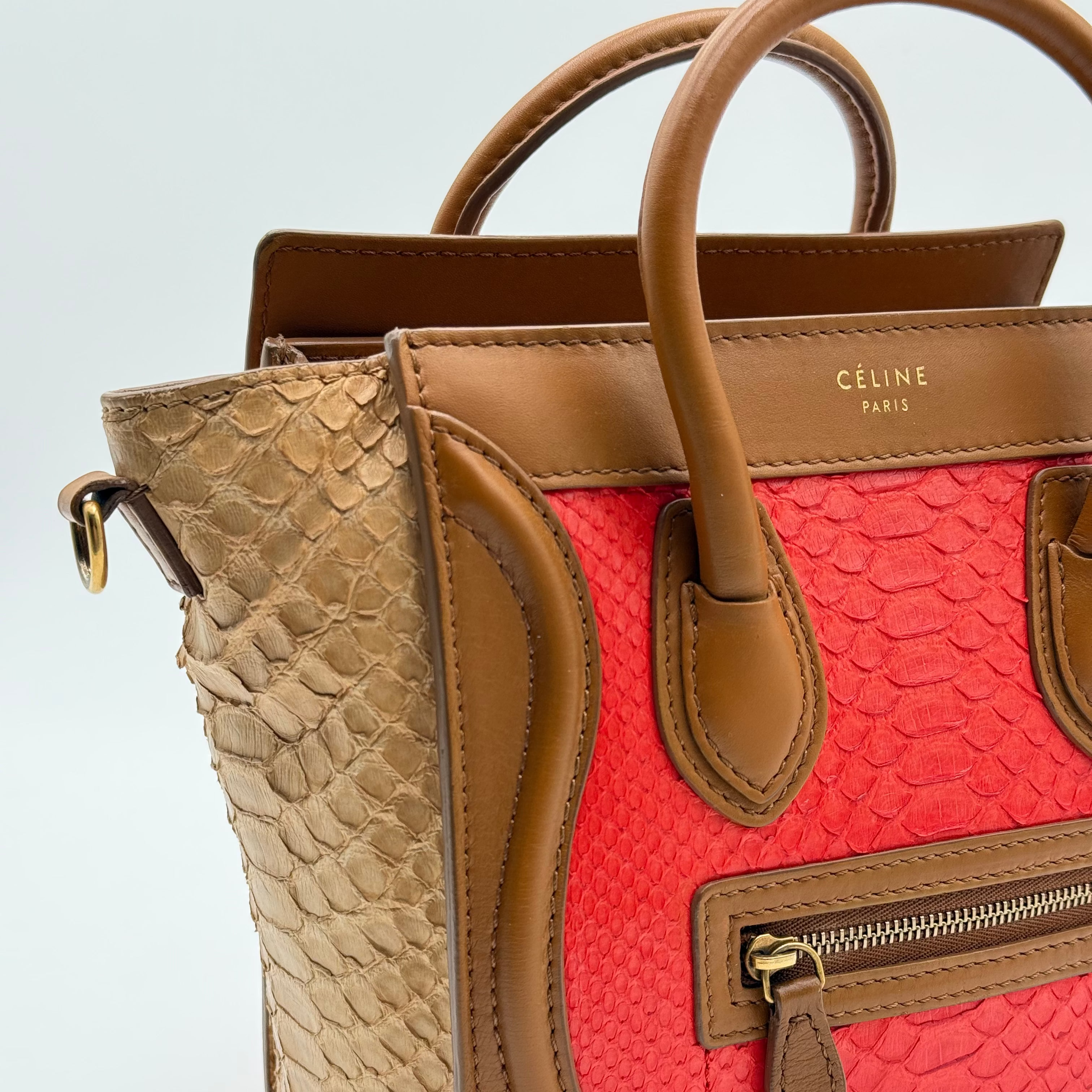 Celine Tri Color Python Leather Nano Luggage