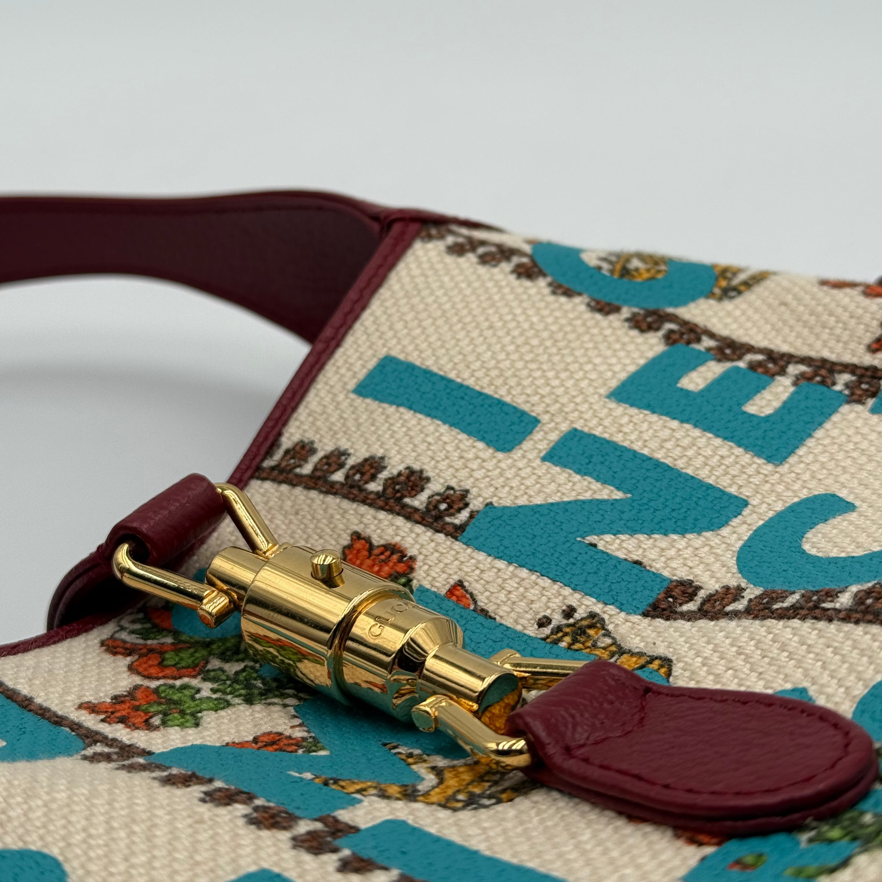 Gucci Ivory Burgundy Small Centennial Jackie 1961