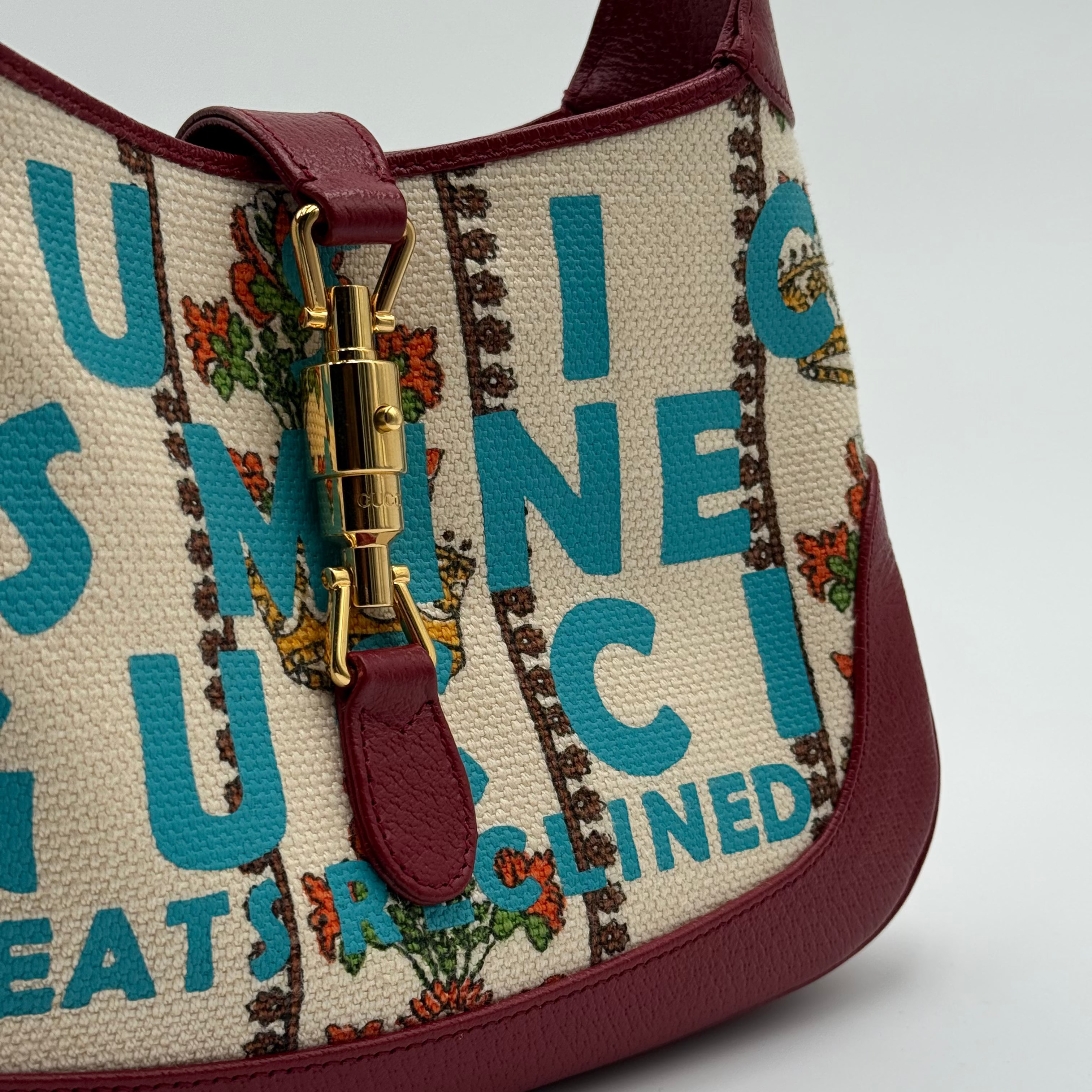 Gucci Ivory Burgundy Small Centennial Jackie 1961