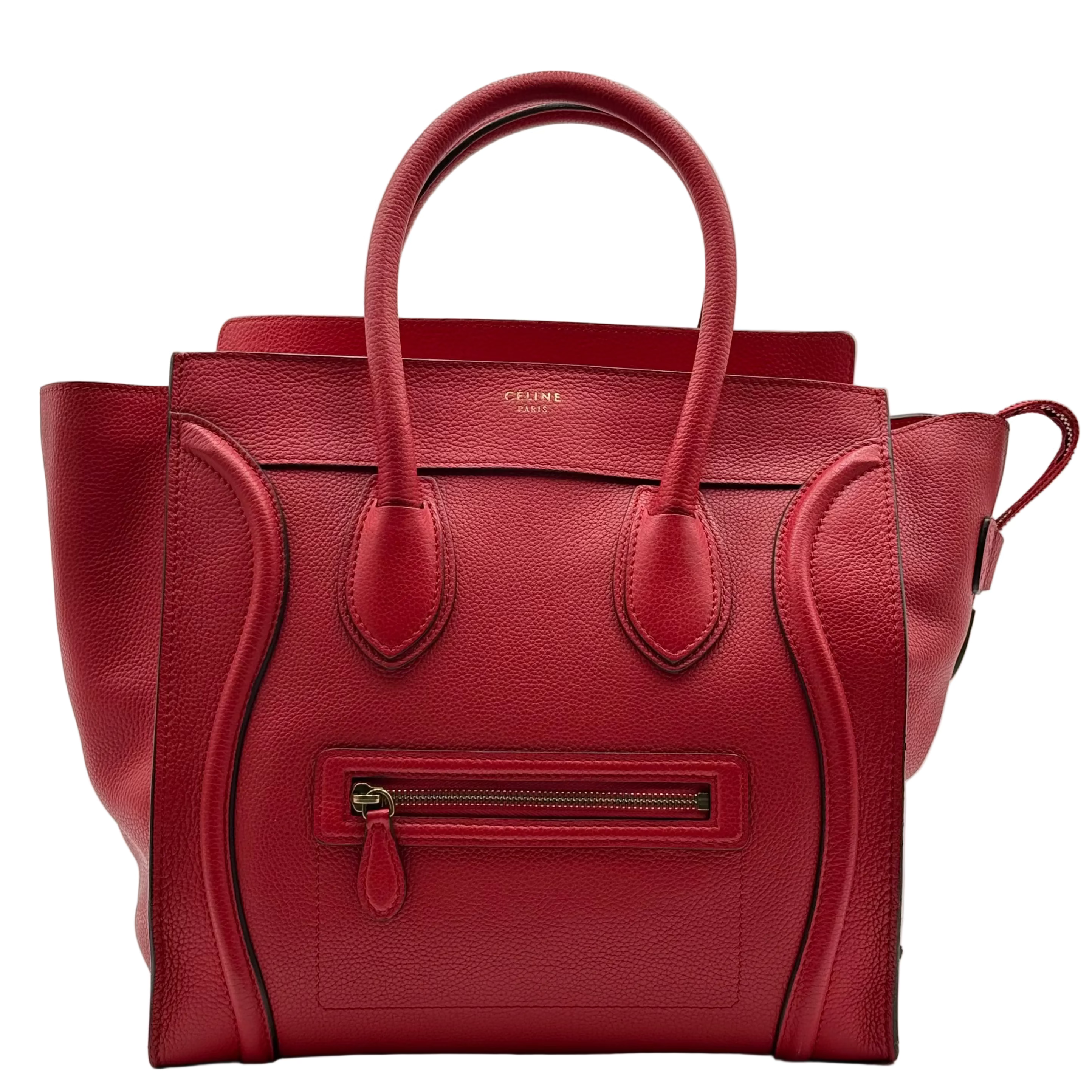 Celine Red Coquelicot Grained Leather Mini Luggage