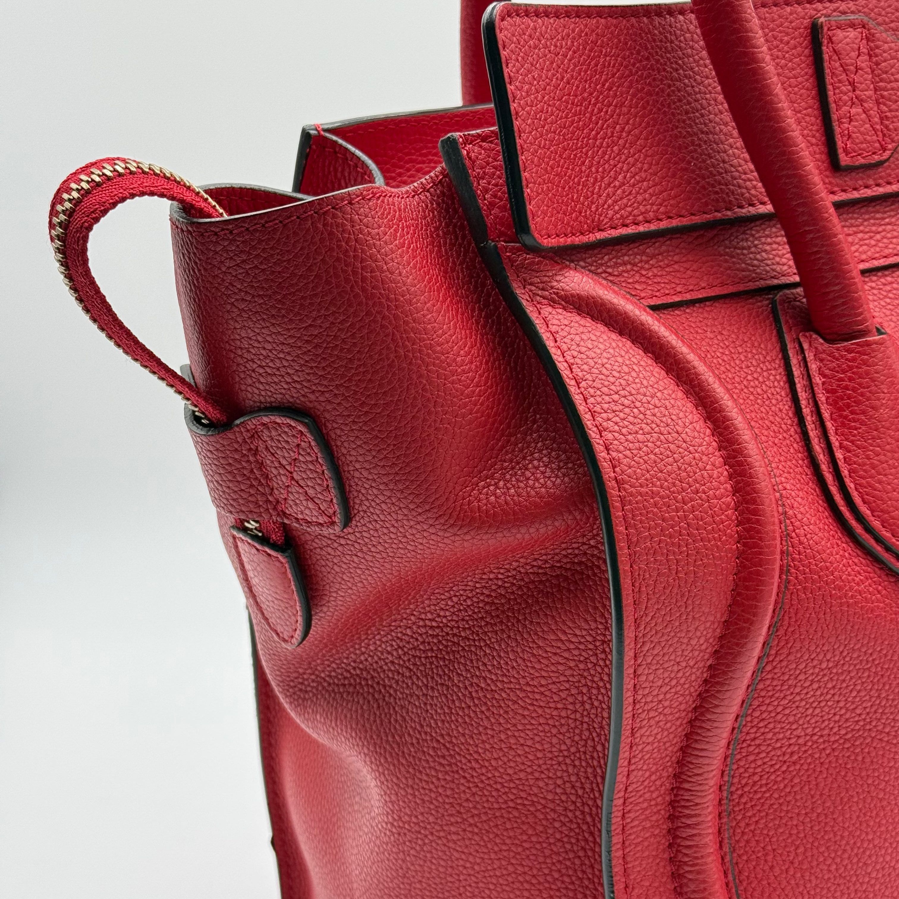 Celine Red Coquelicot Grained Leather Mini Luggage