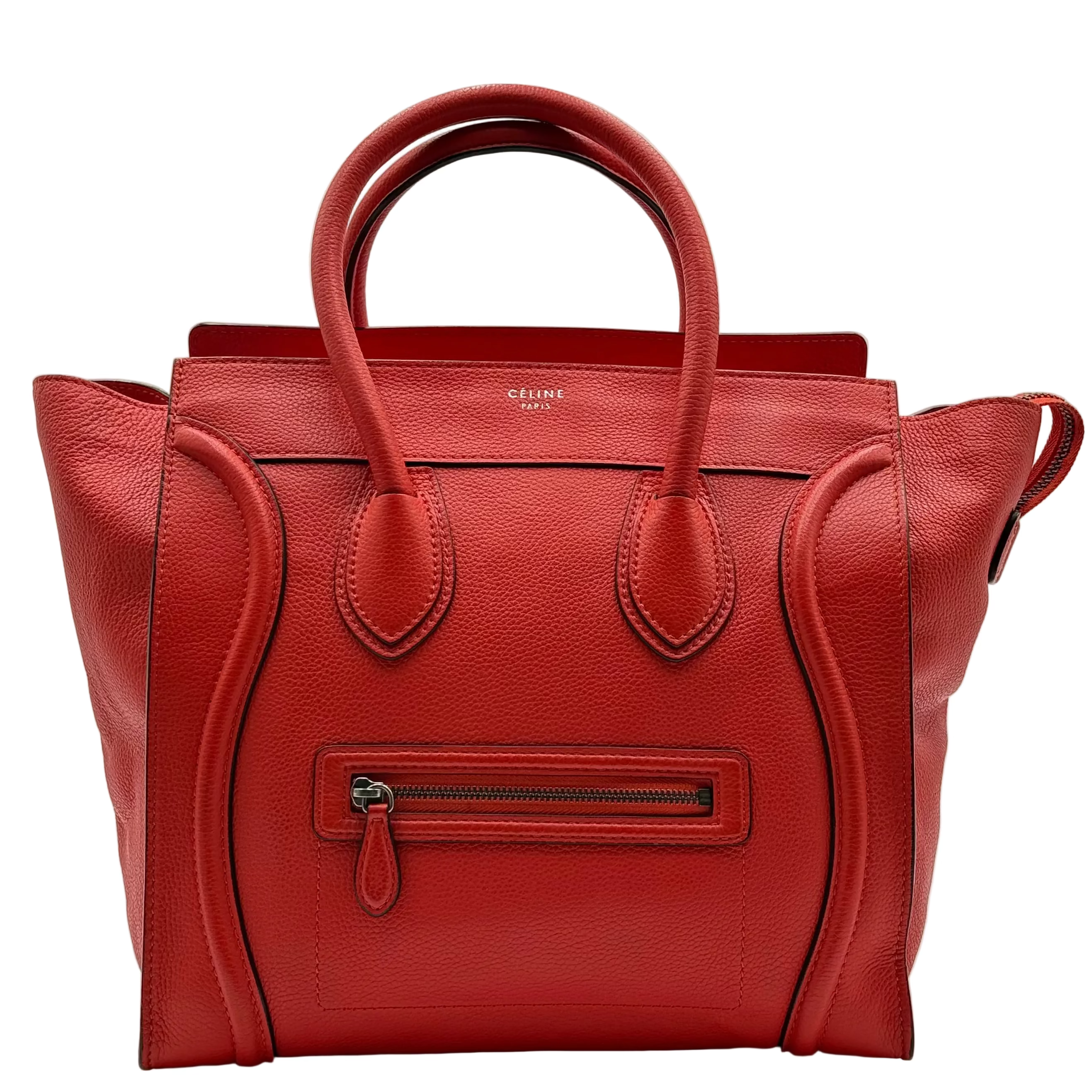 Celine Orange Grained Leather Mini Luggage