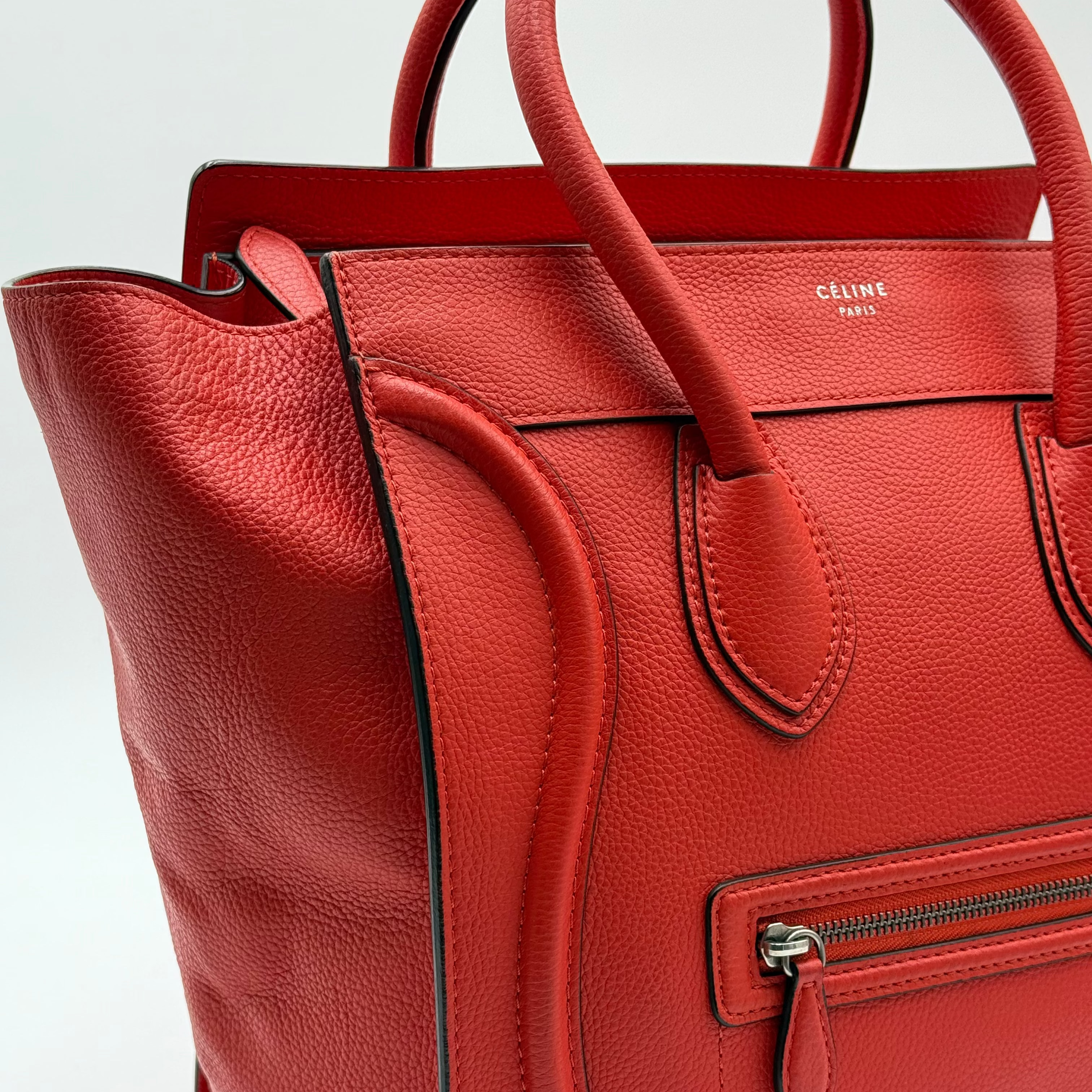 Celine Orange Grained Leather Mini Luggage
