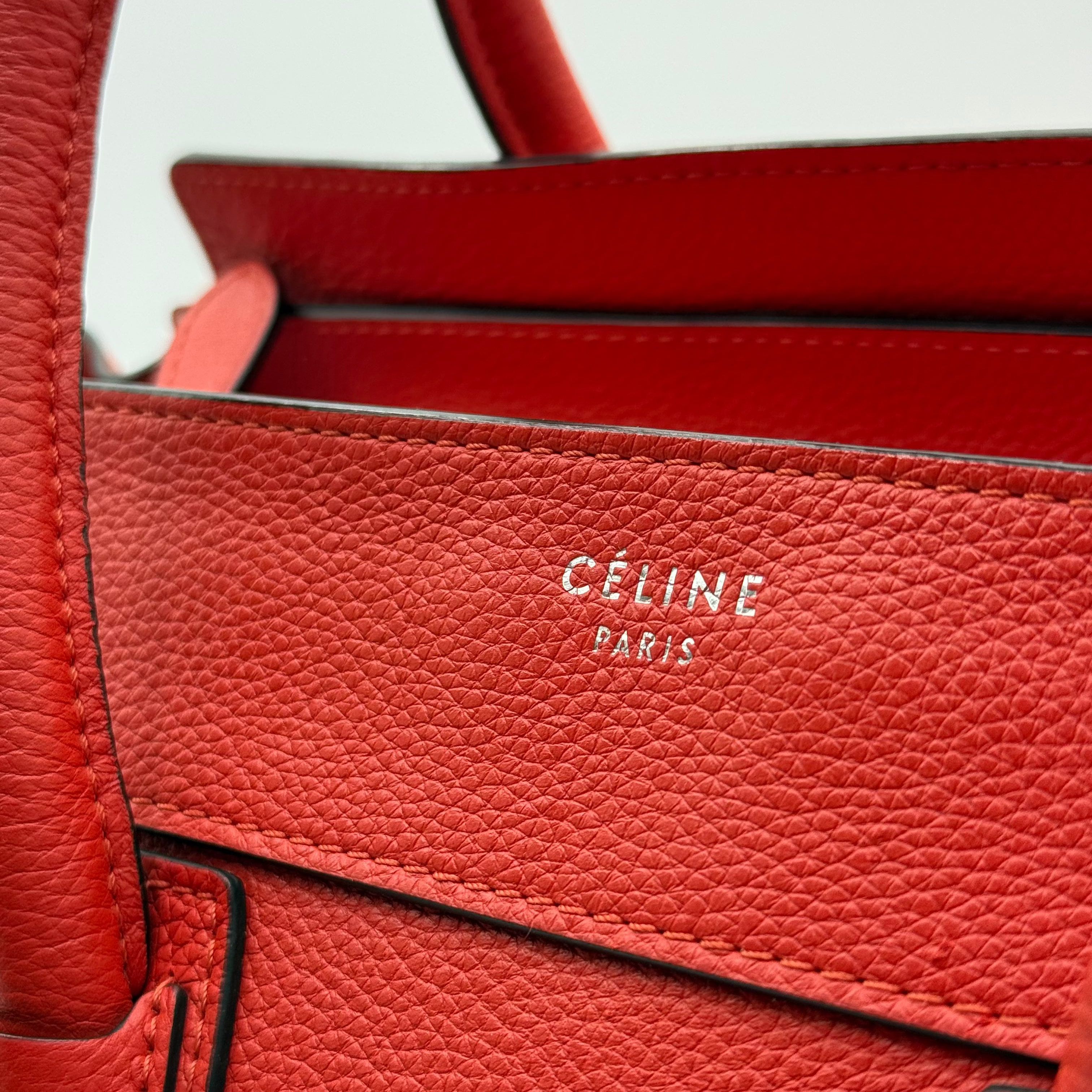 Celine Orange Grained Leather Mini Luggage