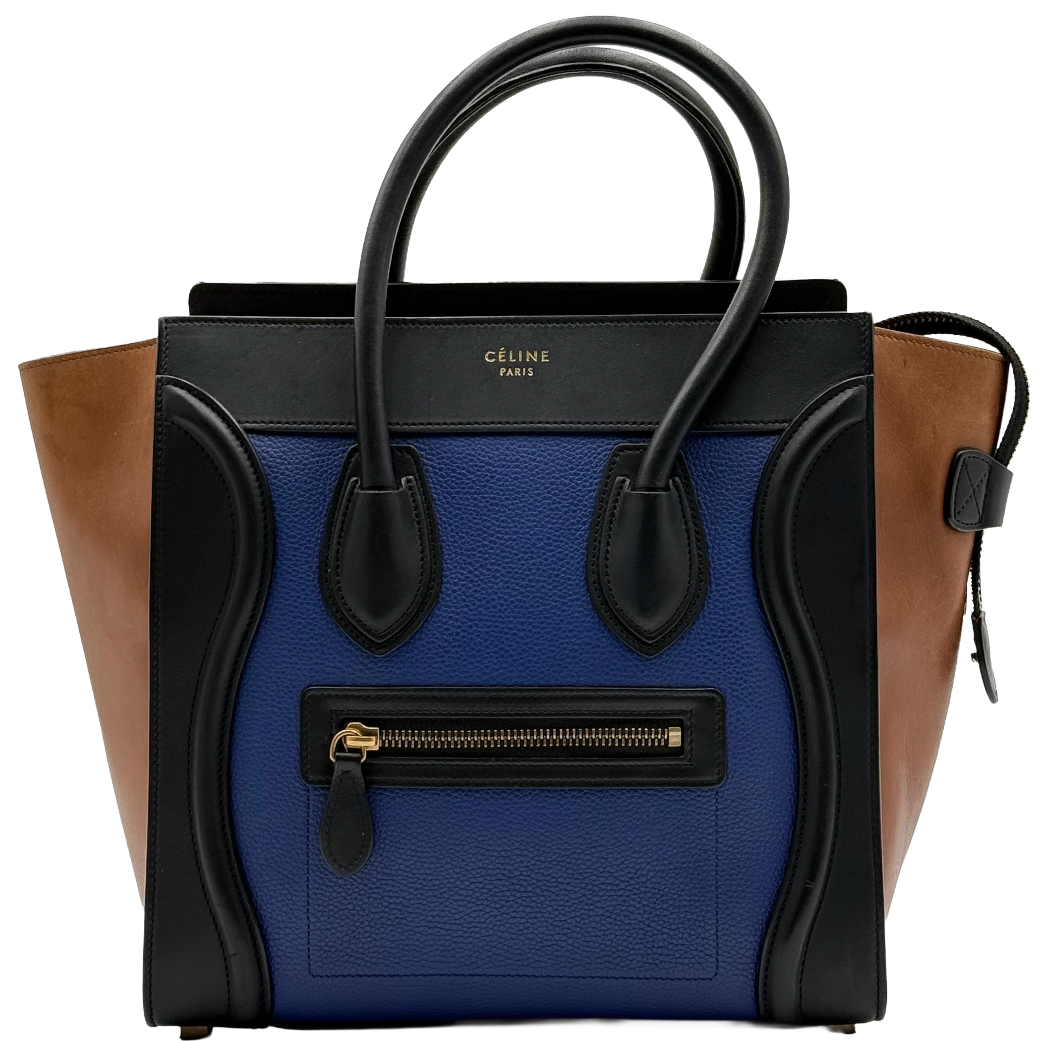 Celine Blue Brown Leather Micro Luggage