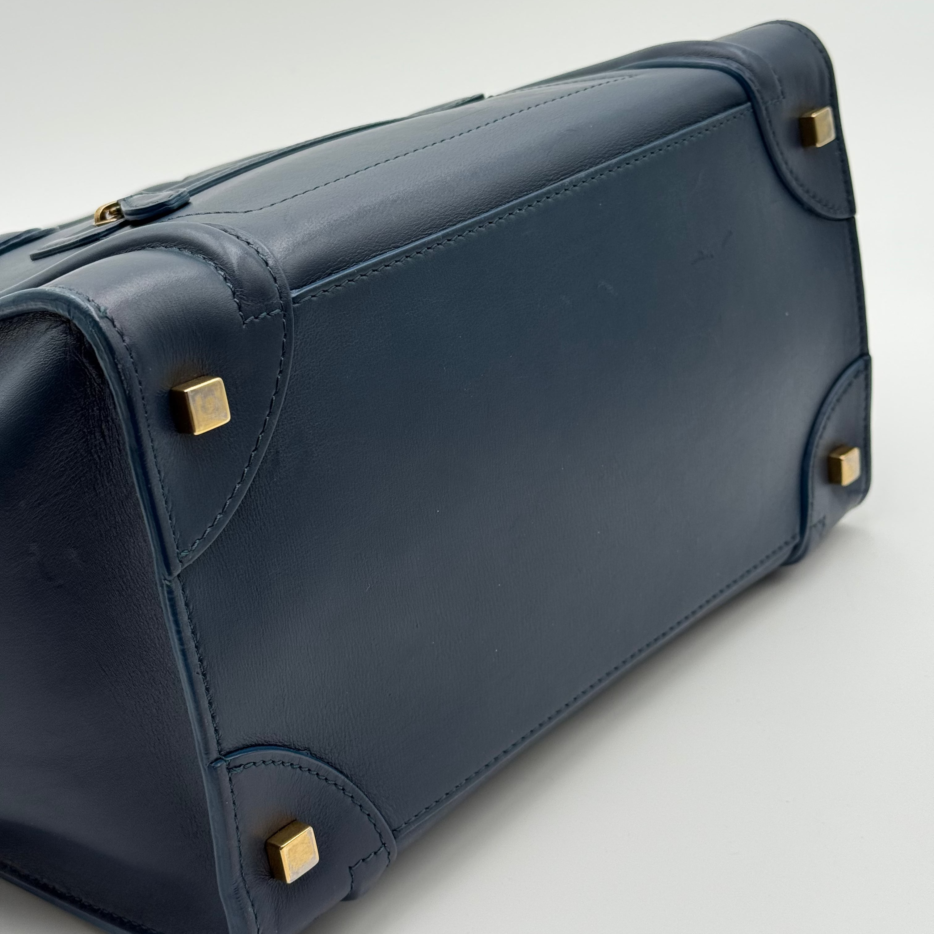 Celine Navy Leather Mini Luggage