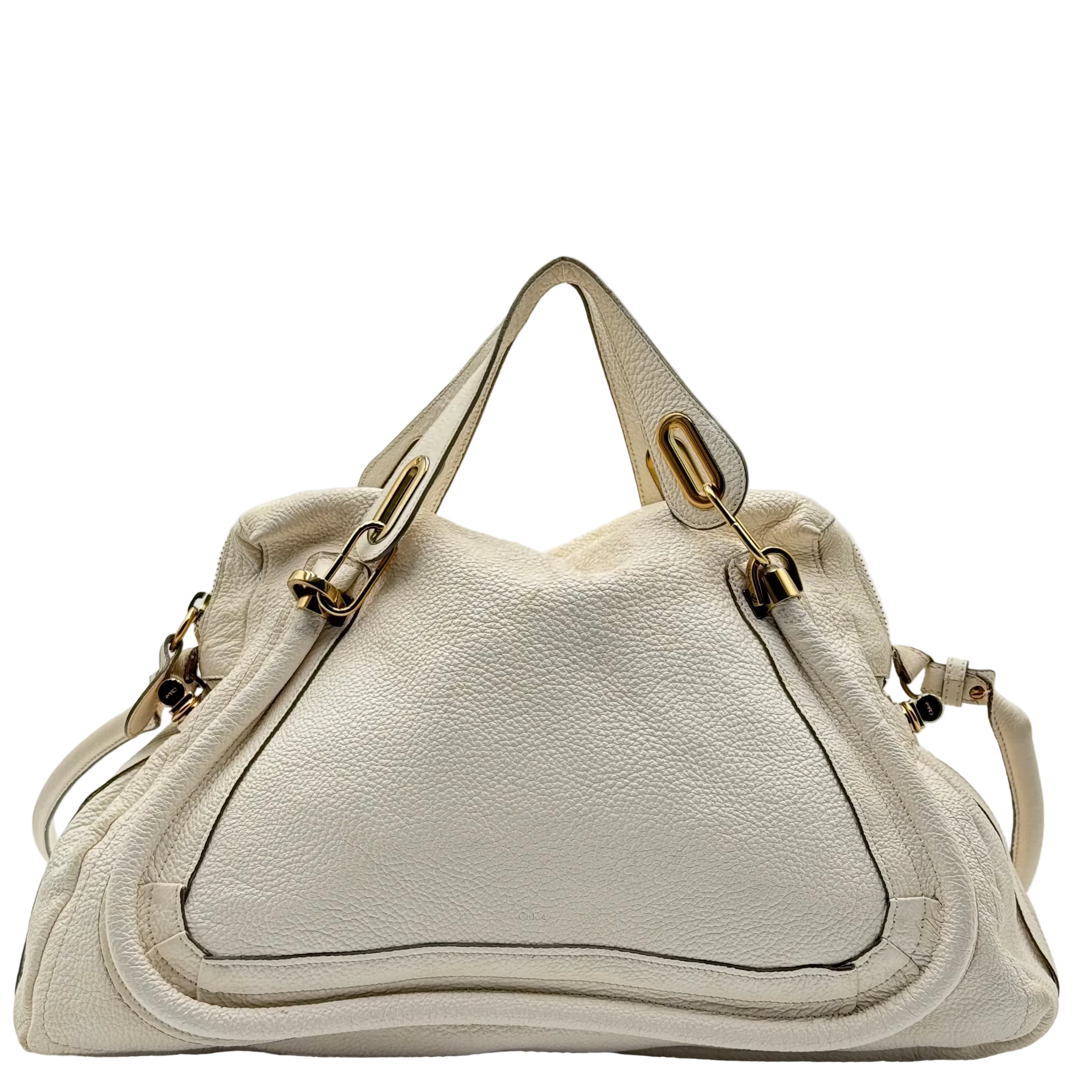 Chloé White Leather Paraty GM
