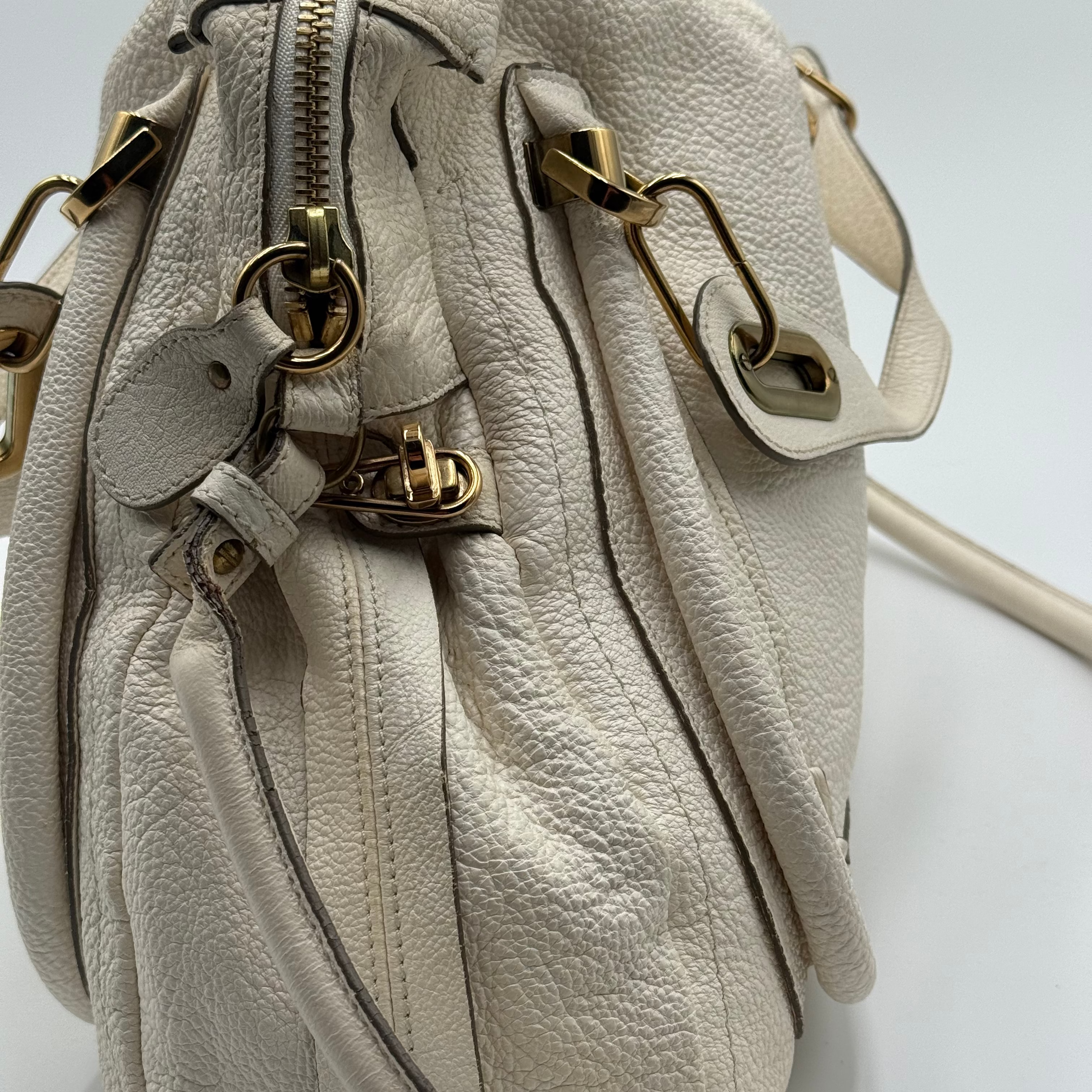 Chloé White Leather Paraty GM