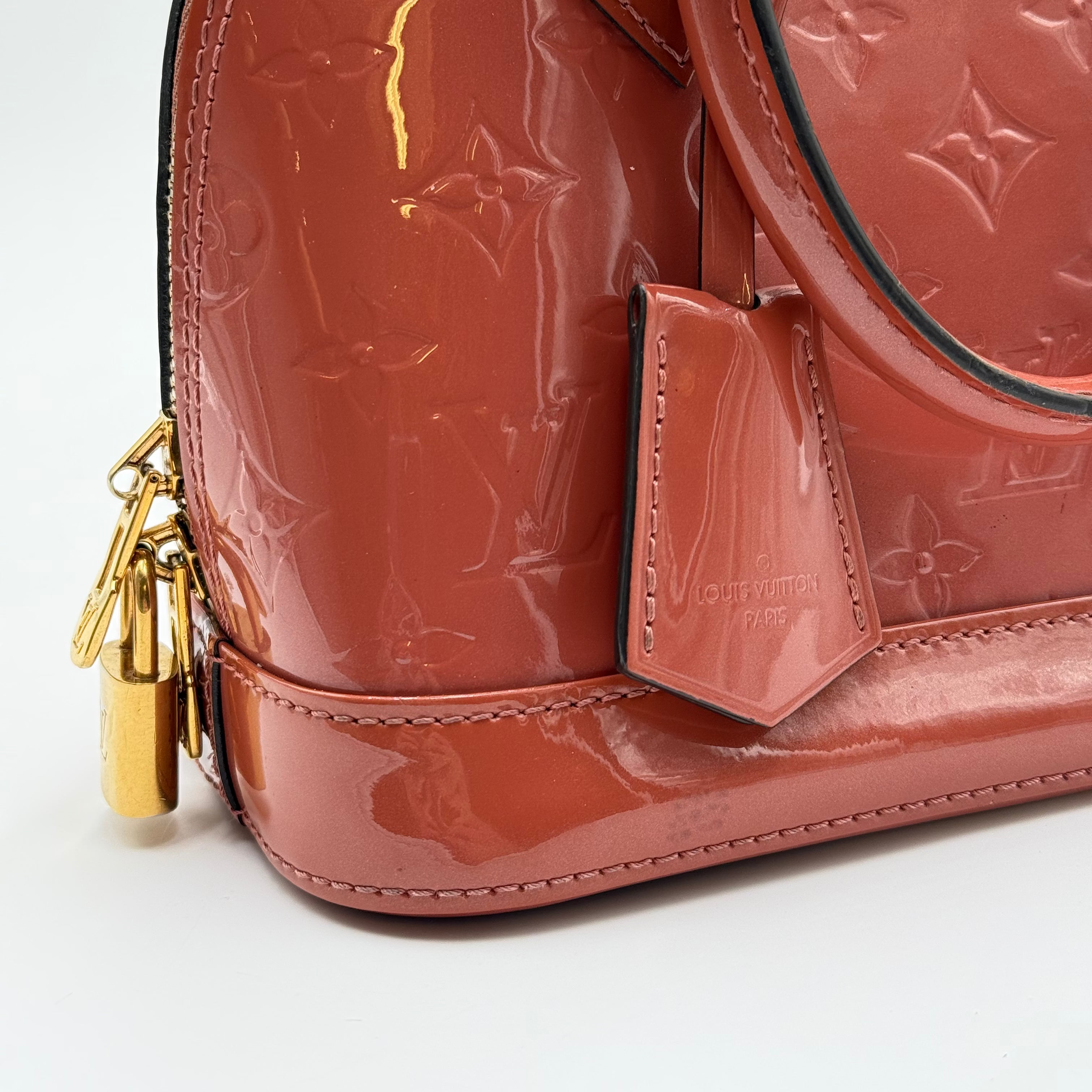 Louis Vuitton Rose Velour Patent Leather Alma BB