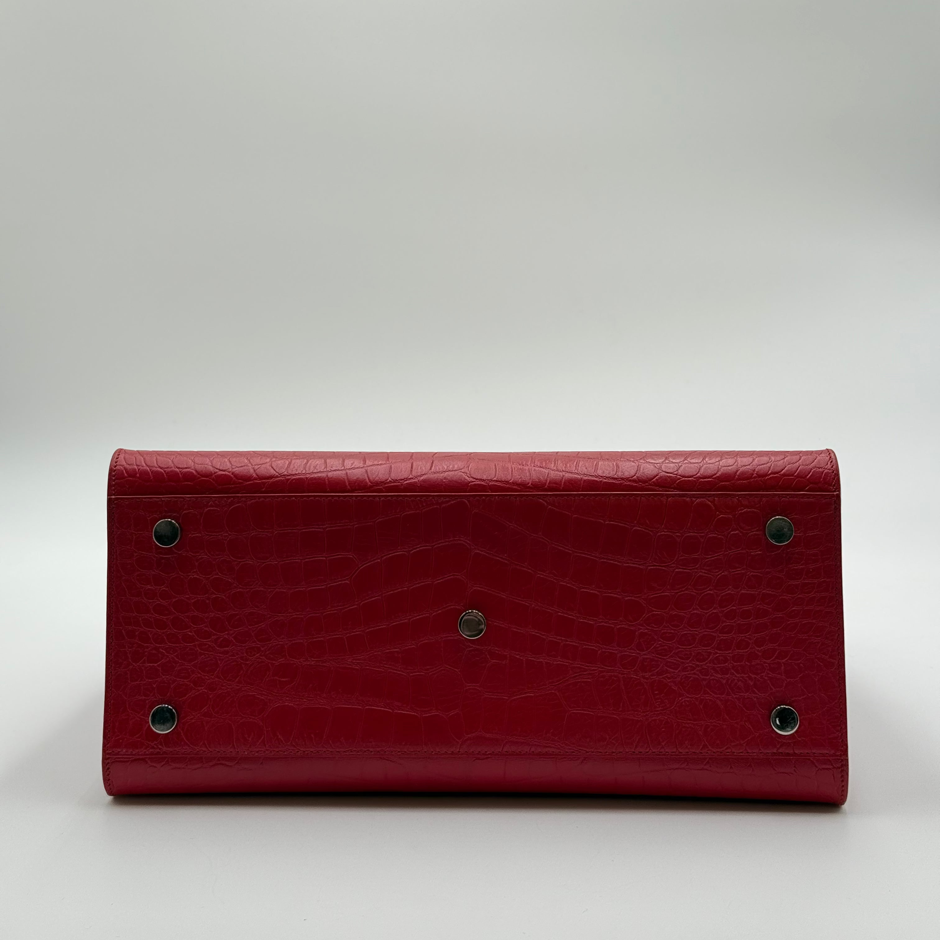 Saint Laurent Red Crocodile Embossed Leather Sac De Jour Small