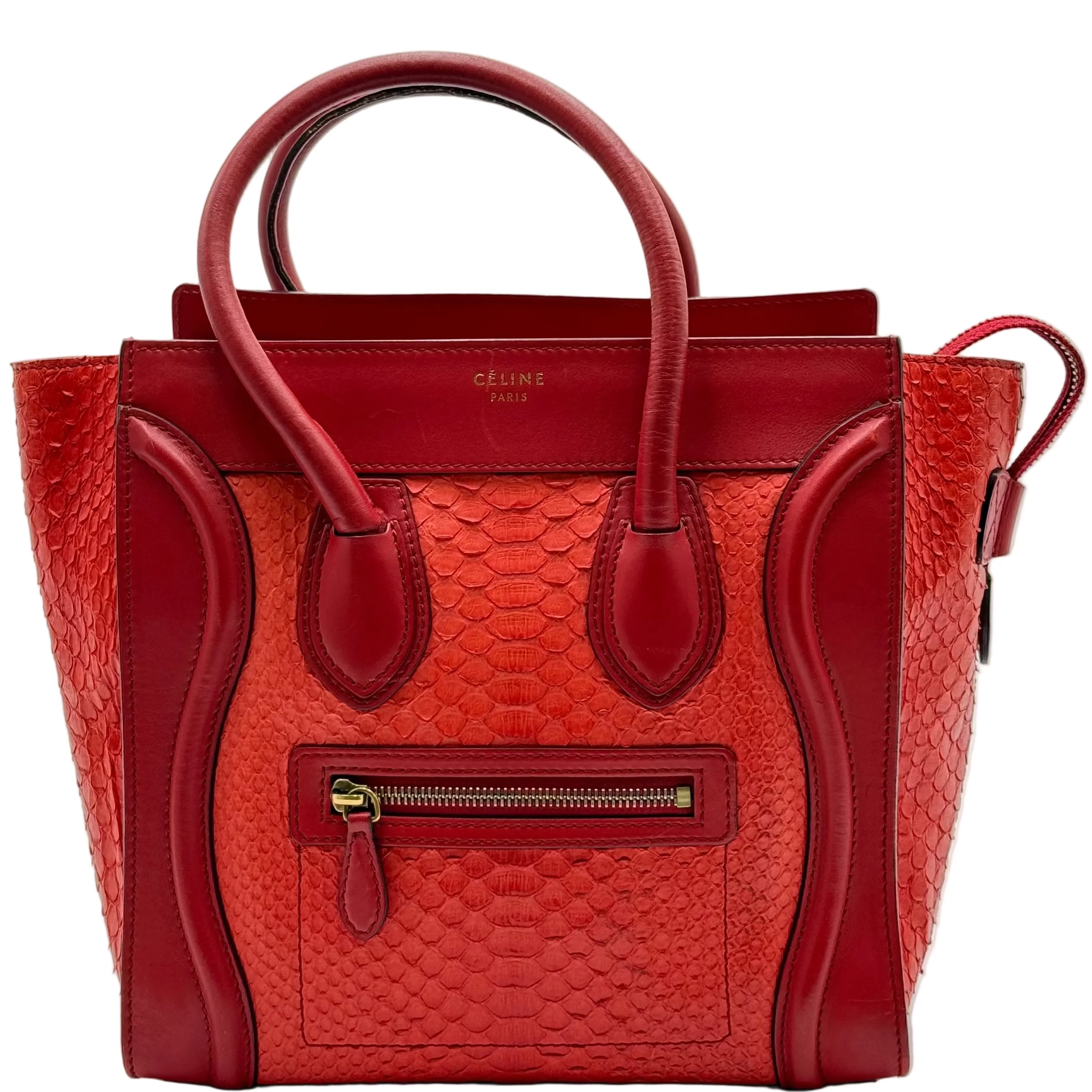 Celine Red Python Leather Micro Luggage