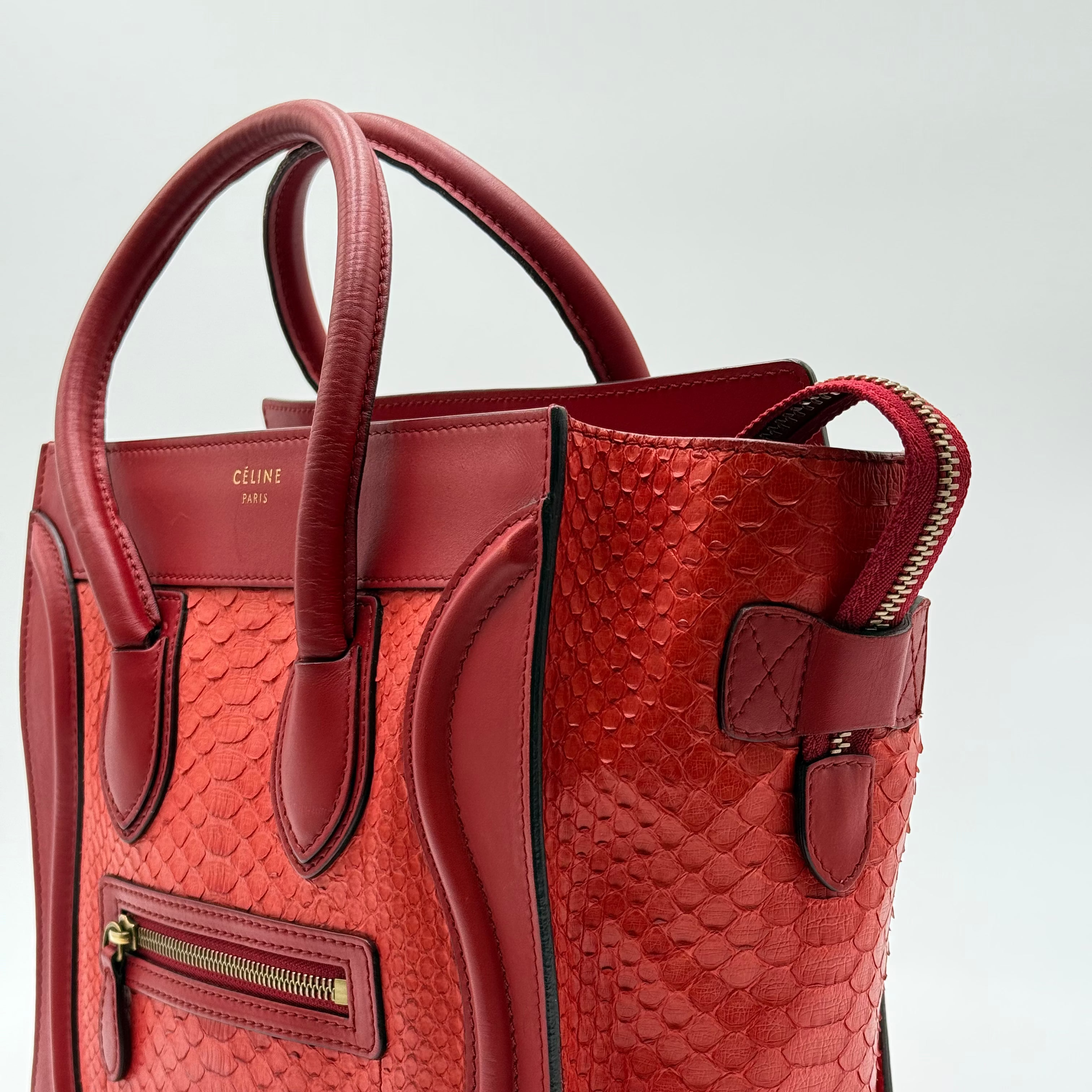 Celine Red Python Leather Micro Luggage
