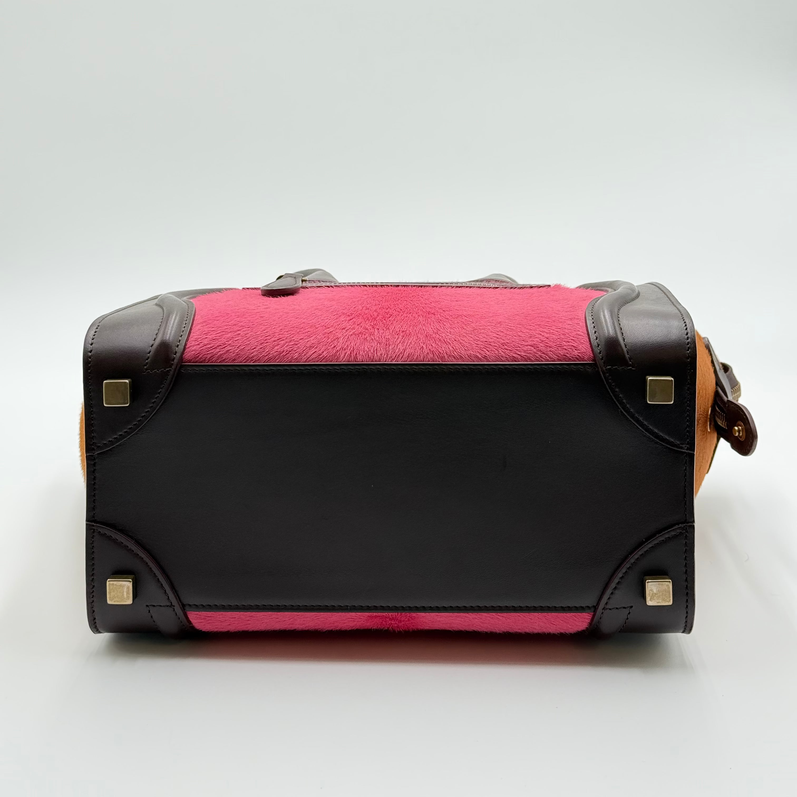 Celine Pink Brown Pony Hair Black Leather Micro Luggage