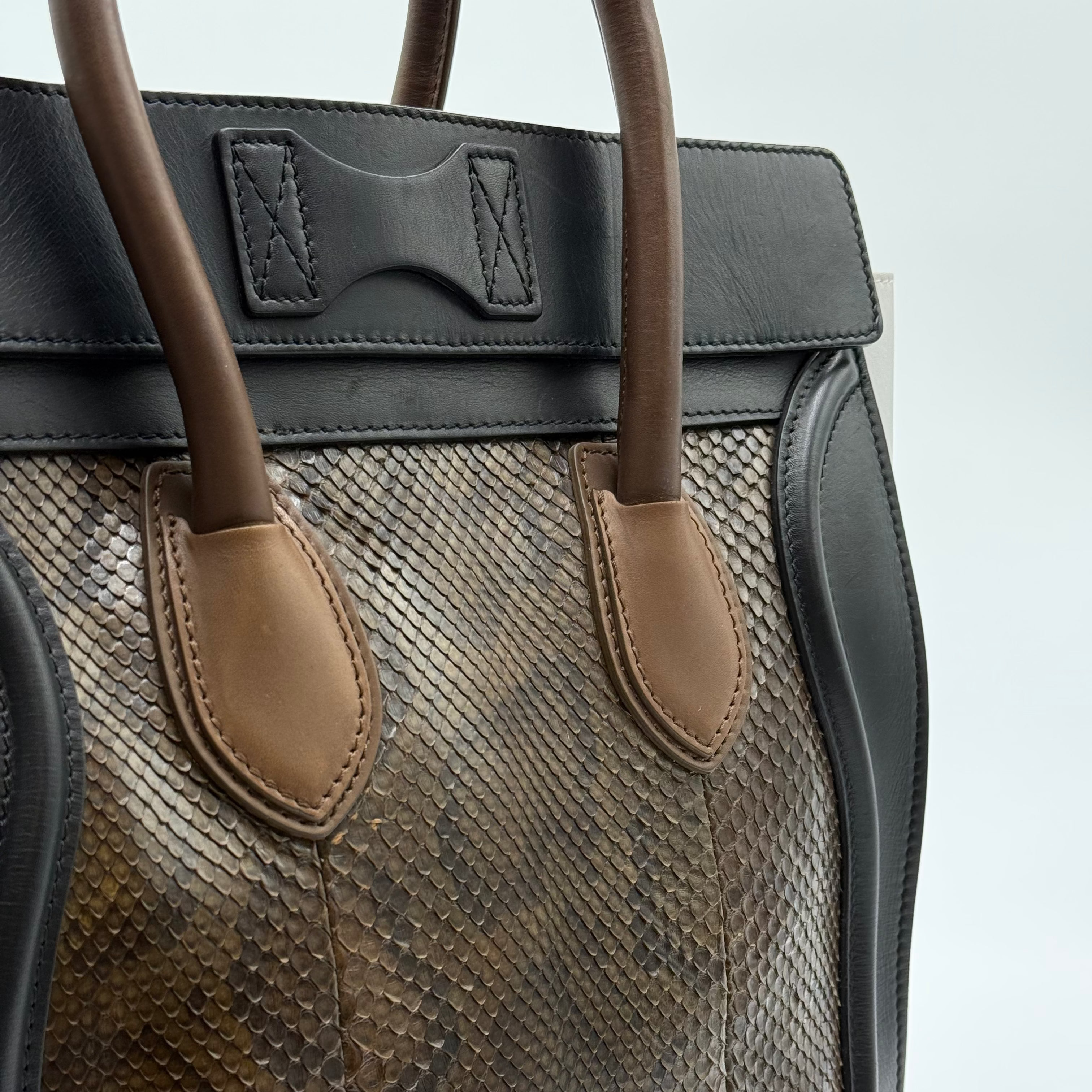 Celine Brown Python Black White Leather Mini Luggage