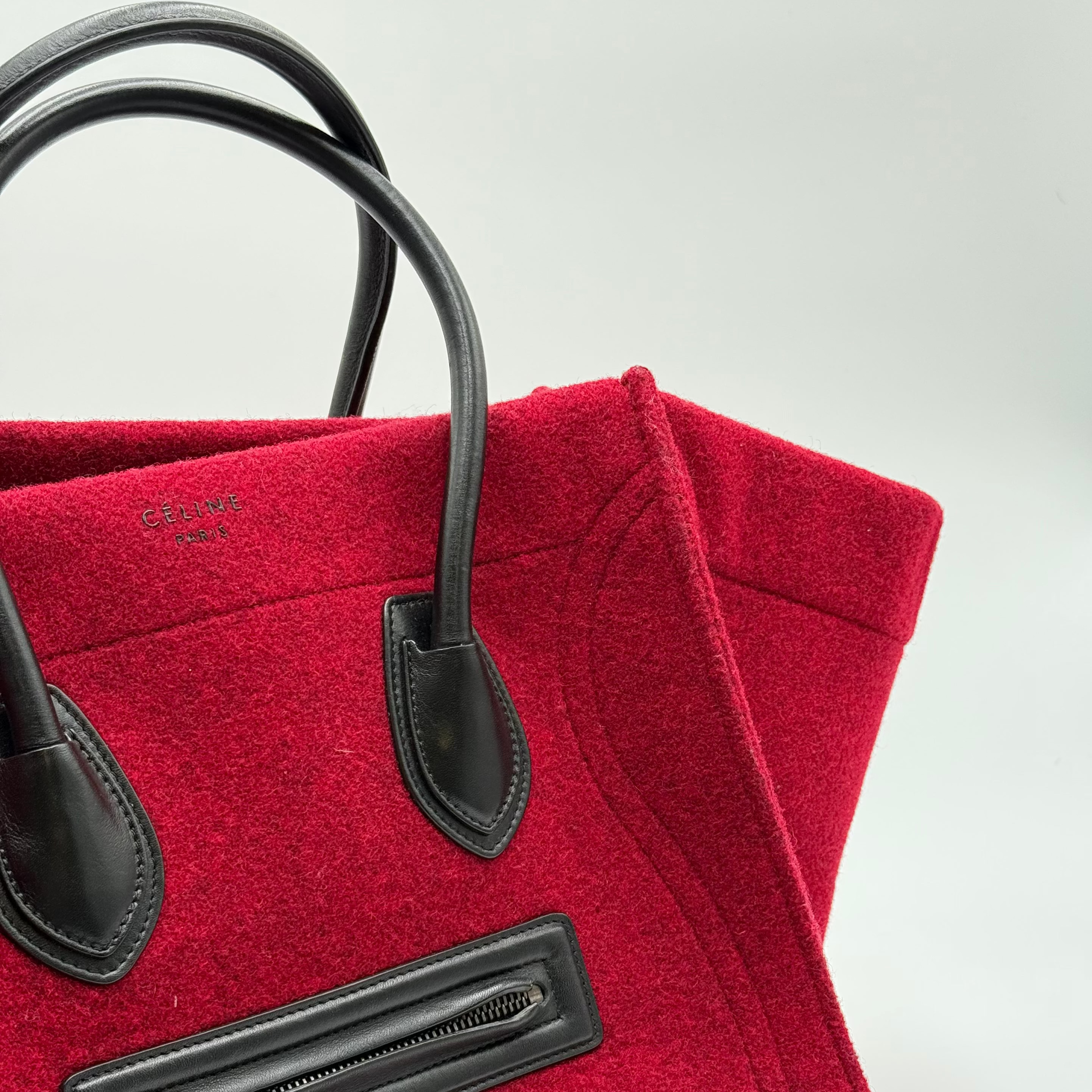 Celine Red Black Felt Phantom Luggage
