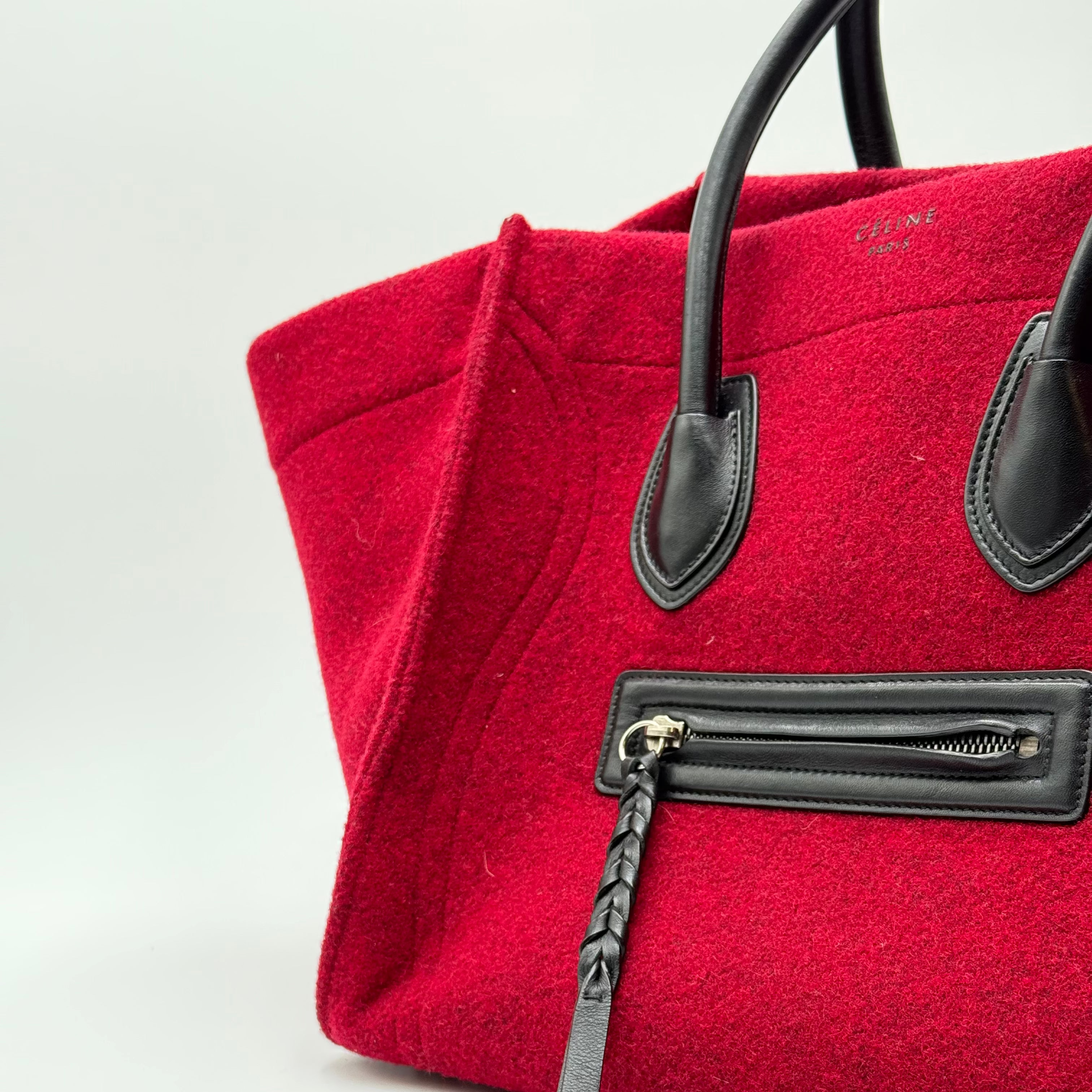 Celine Red Black Felt Phantom Luggage