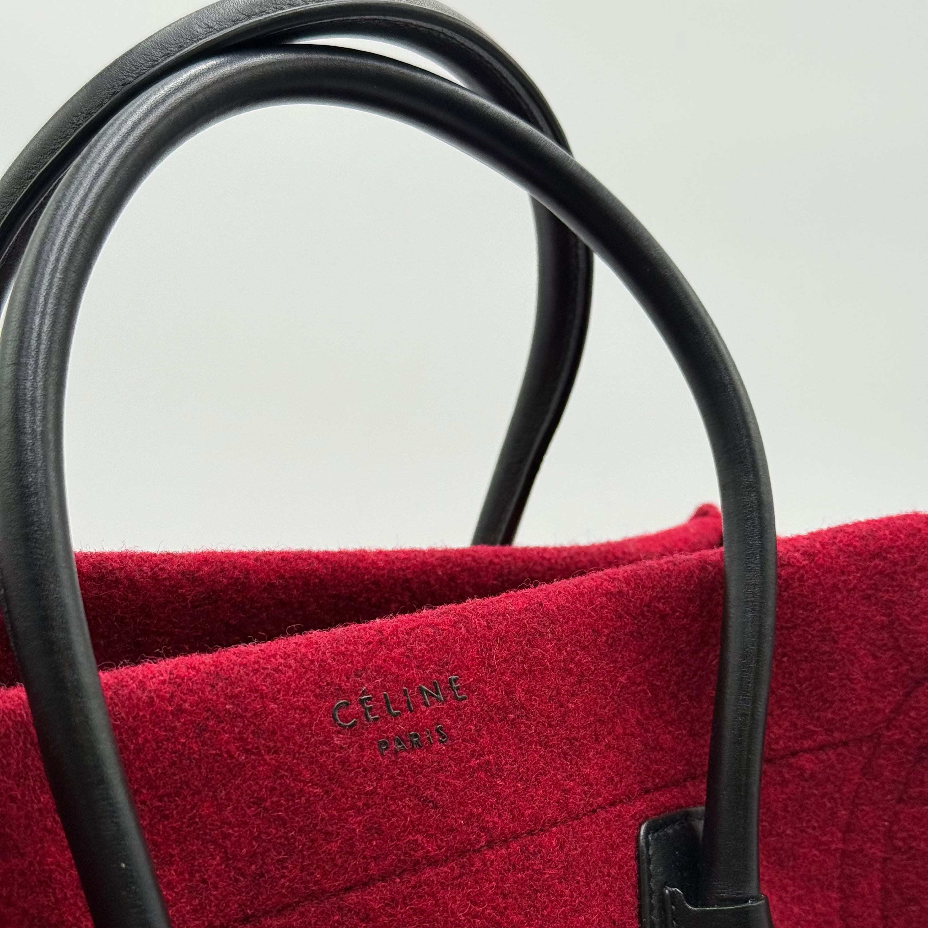 Celine Red Black Felt Phantom Luggage