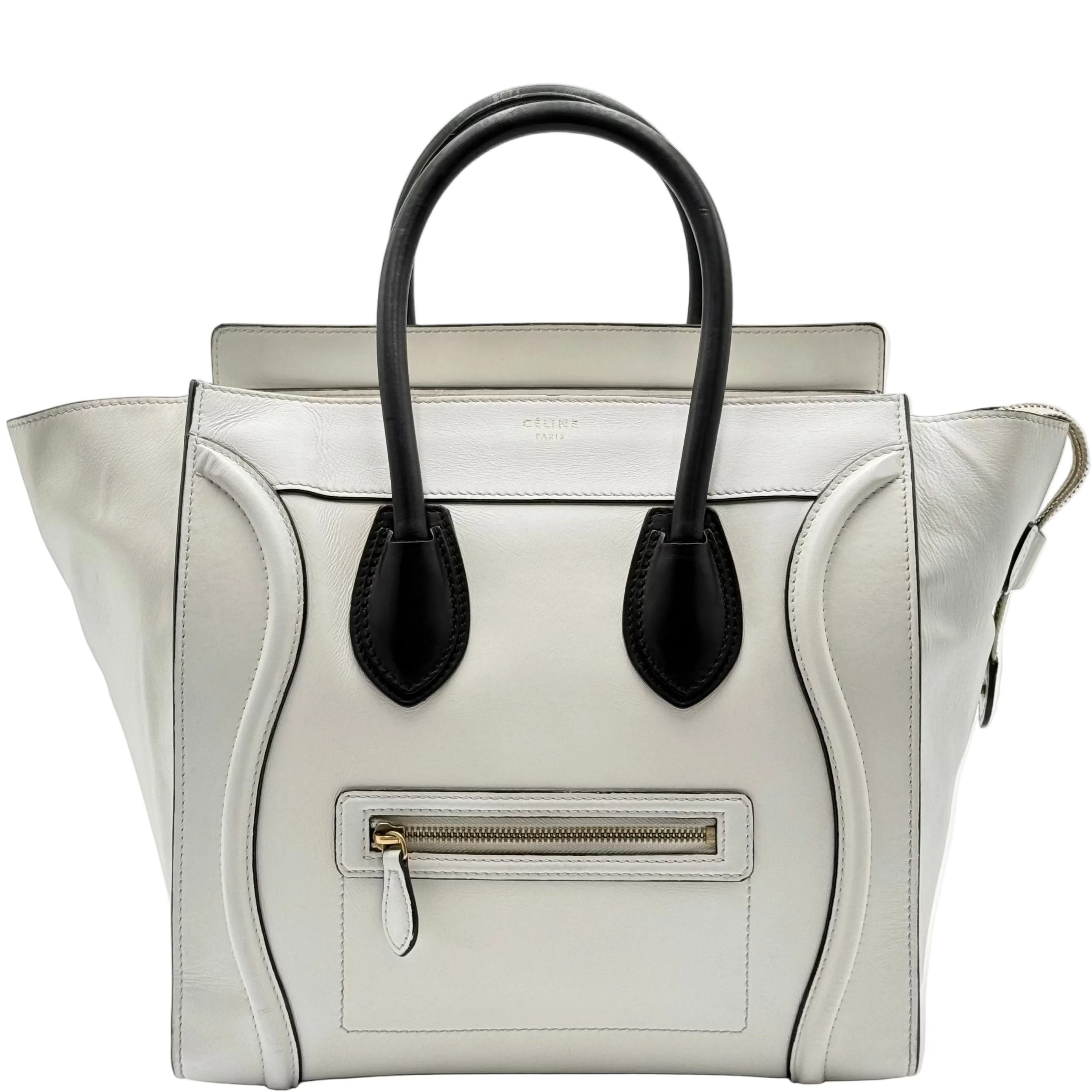 Celine Black White Smooth Leather Mini Luggage