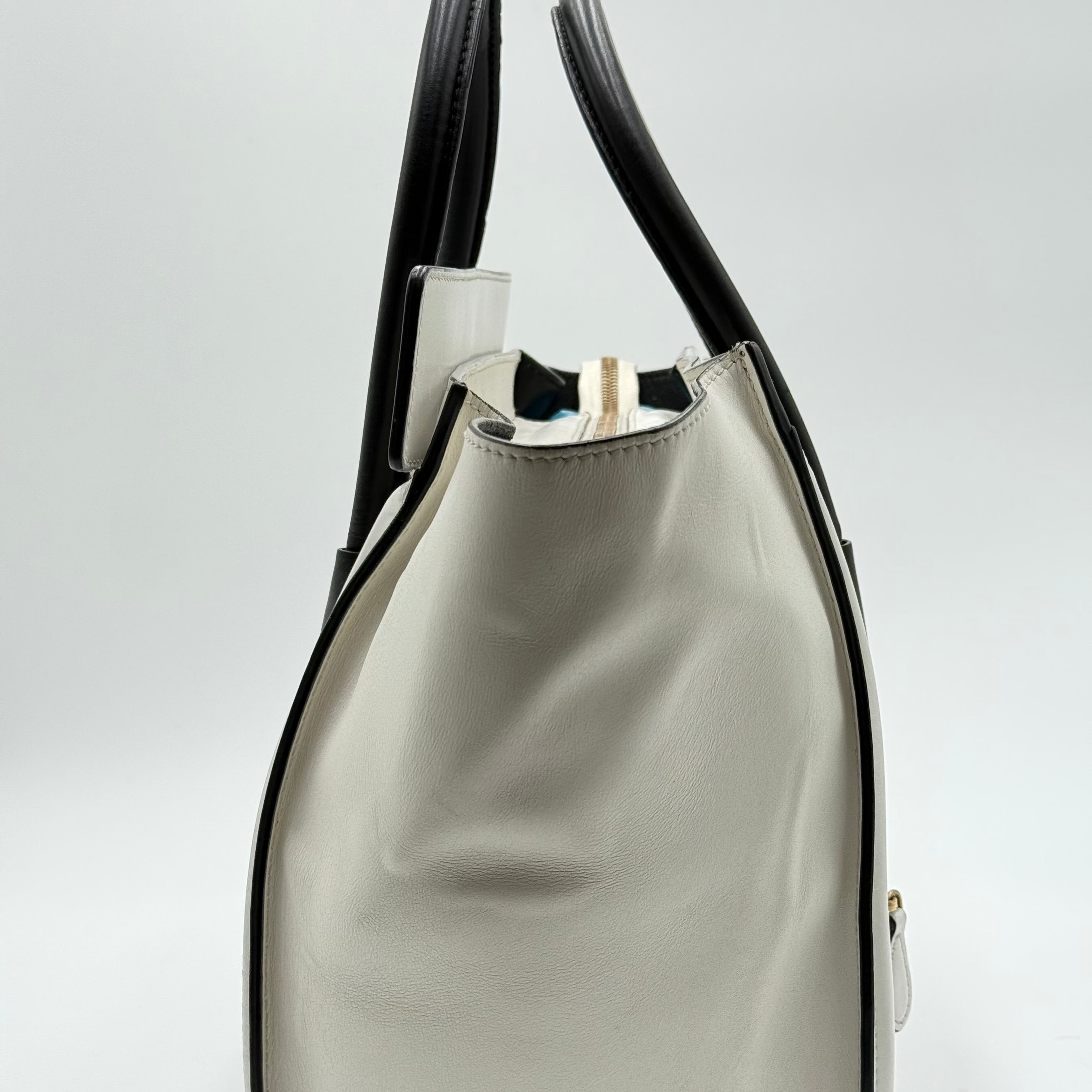 Celine Black White Smooth Leather Mini Luggage