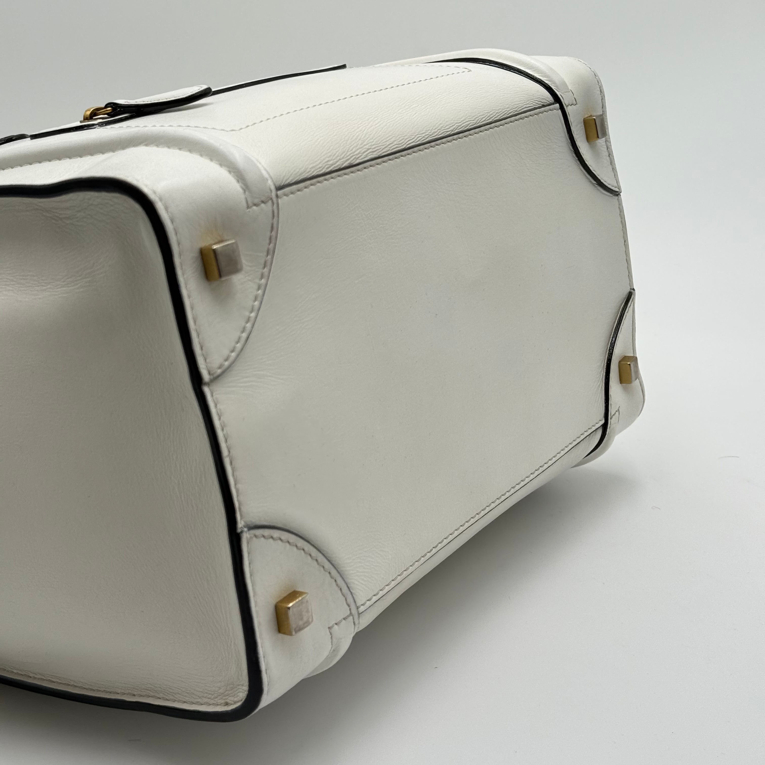 Celine Black White Smooth Leather Mini Luggage