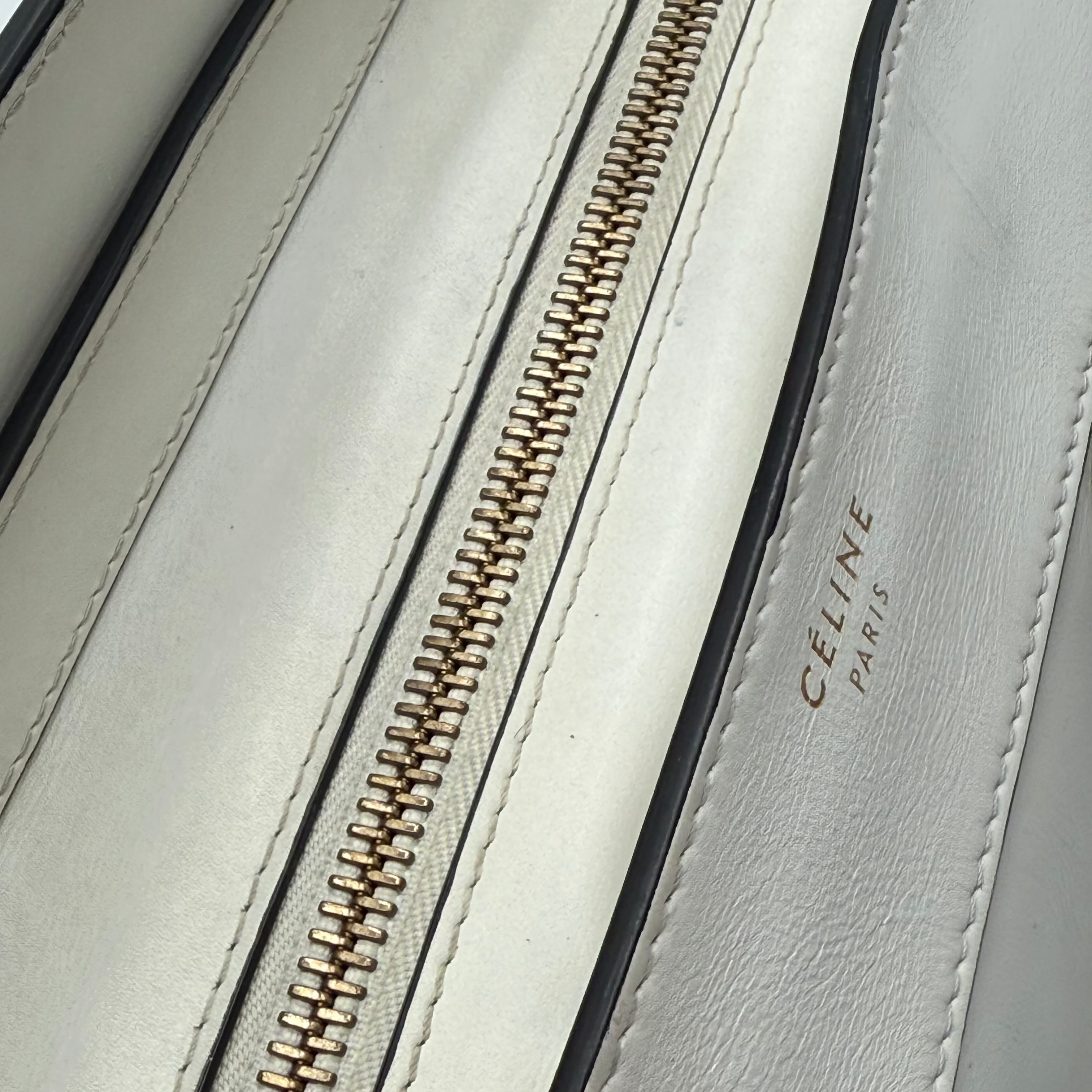 Celine Black White Smooth Leather Mini Luggage