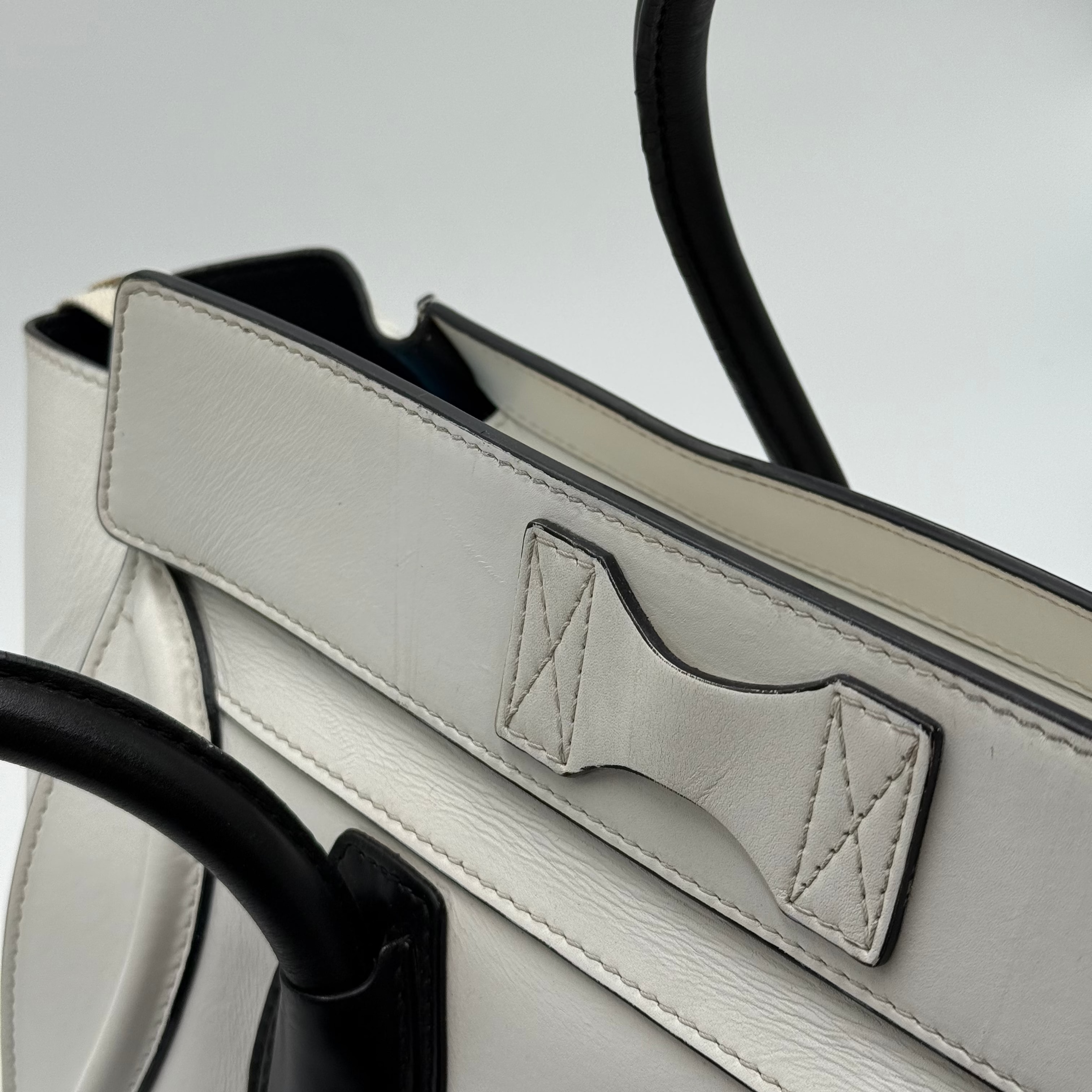Celine Black White Smooth Leather Mini Luggage