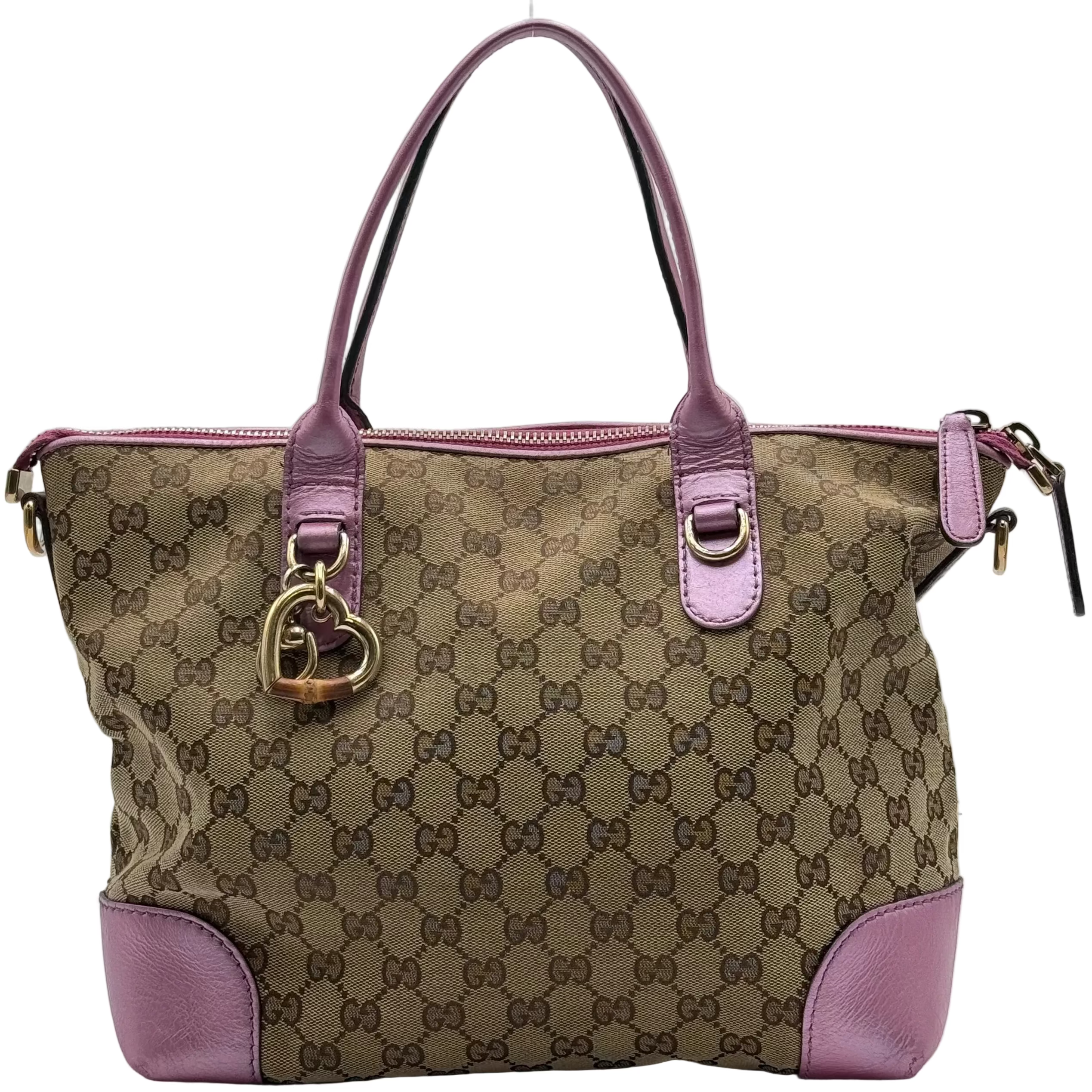 Gucci Heart Bit Guccisima GG Canvas Metallic Pink