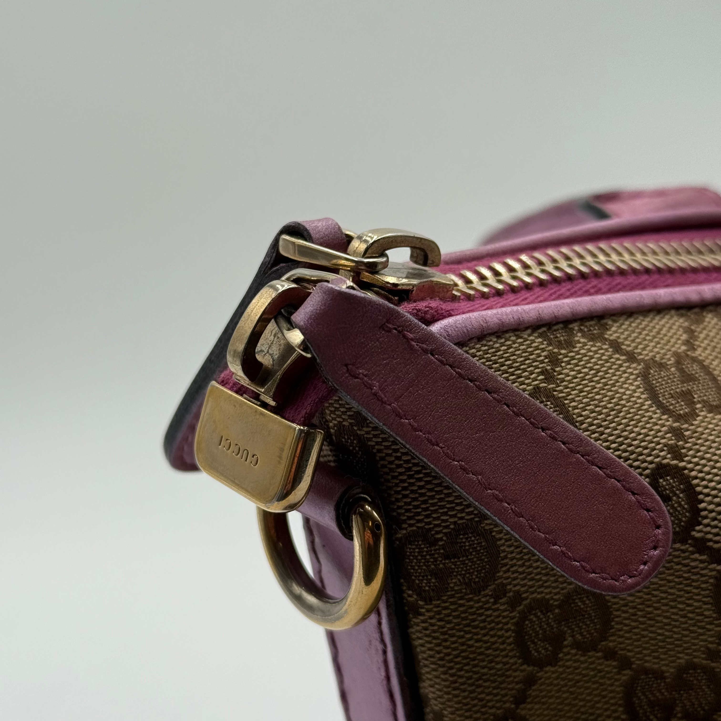 Gucci Heart Bit Guccisima GG Canvas Metallic Pink