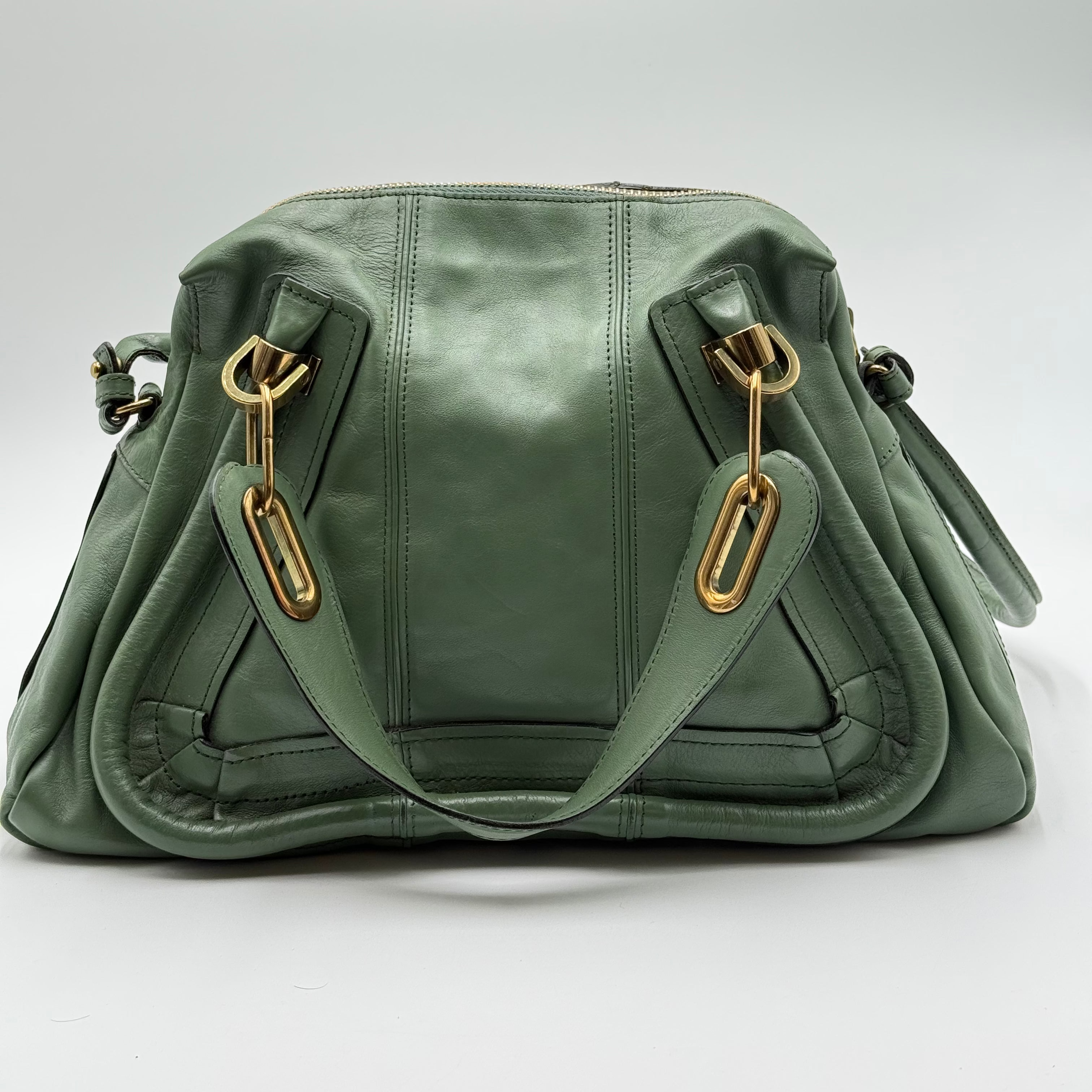 Chloé Sage Green Leather Paraty MM
