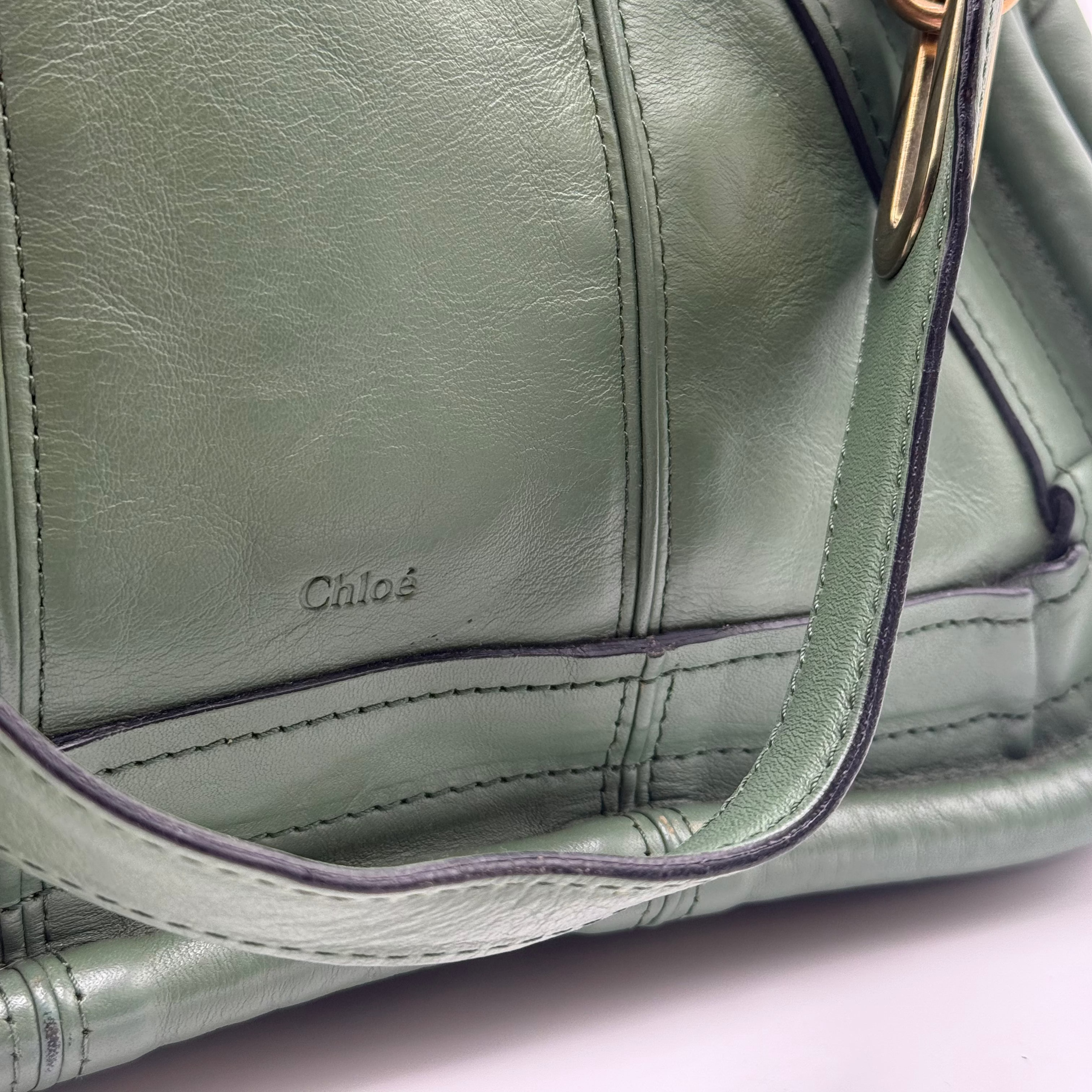 Chloé Sage Green Leather Paraty MM