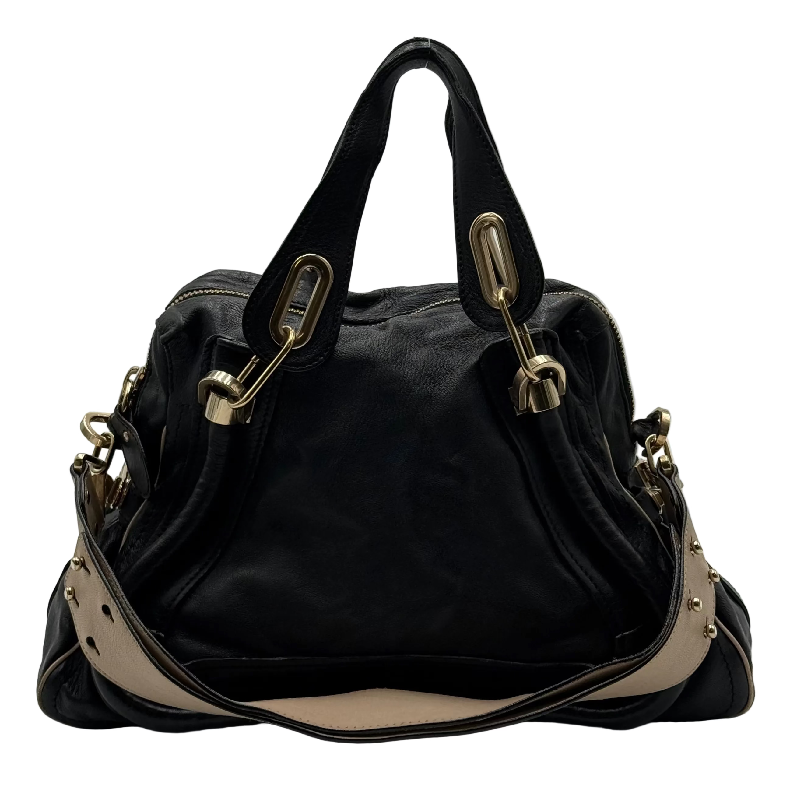 Chloé Black Leather Military Paraty MM