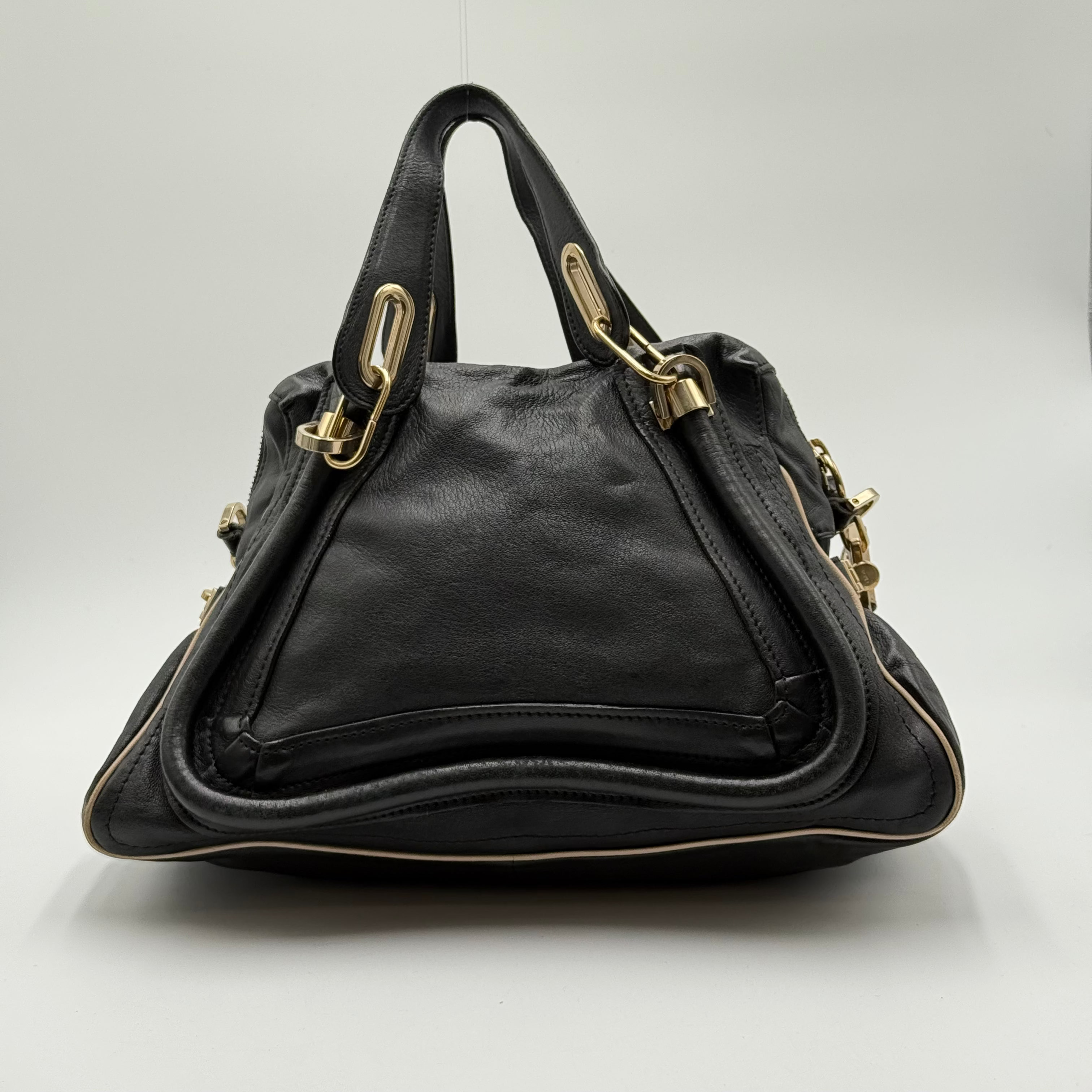 Chloé Black Leather Military Paraty MM