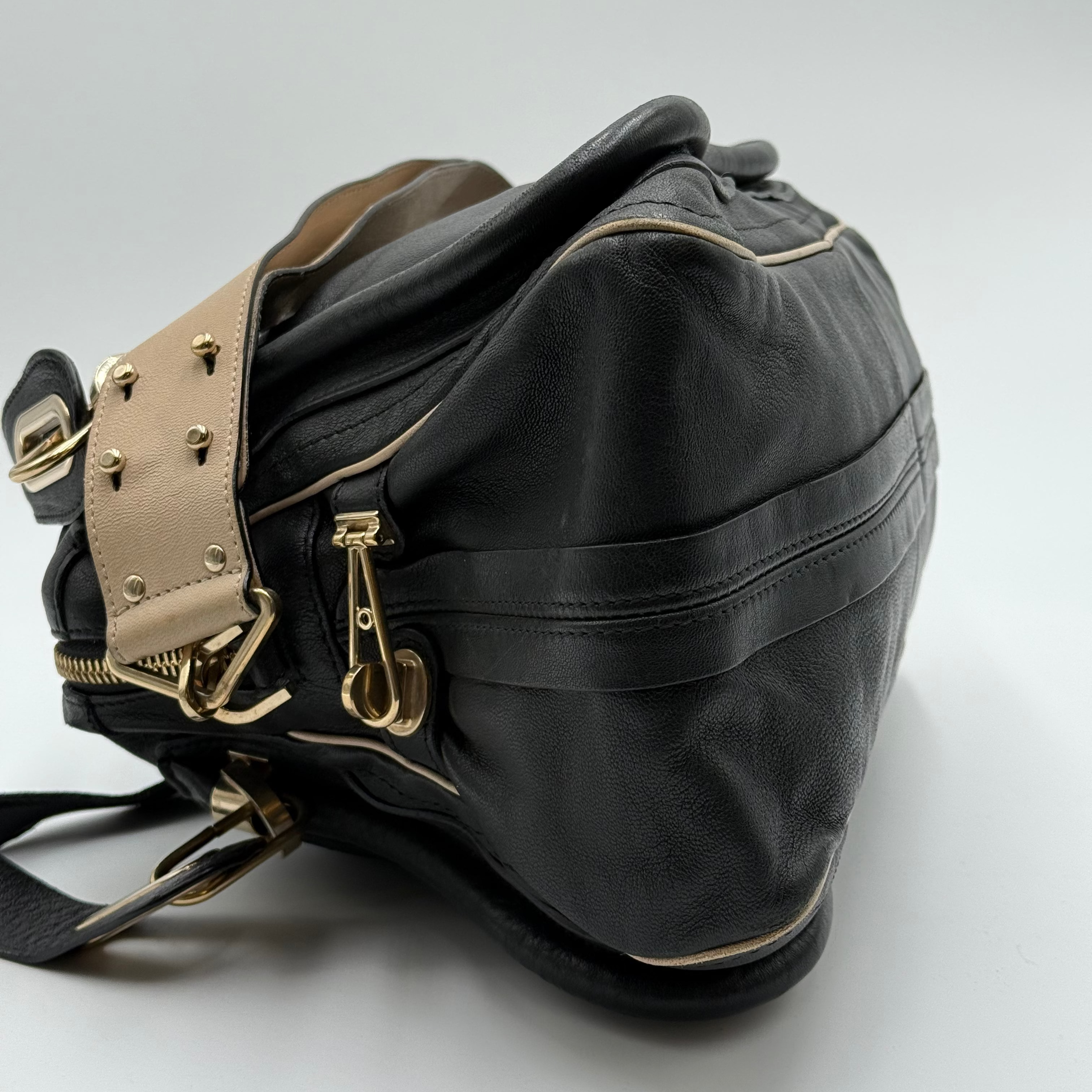 Chloé Black Leather Military Paraty MM