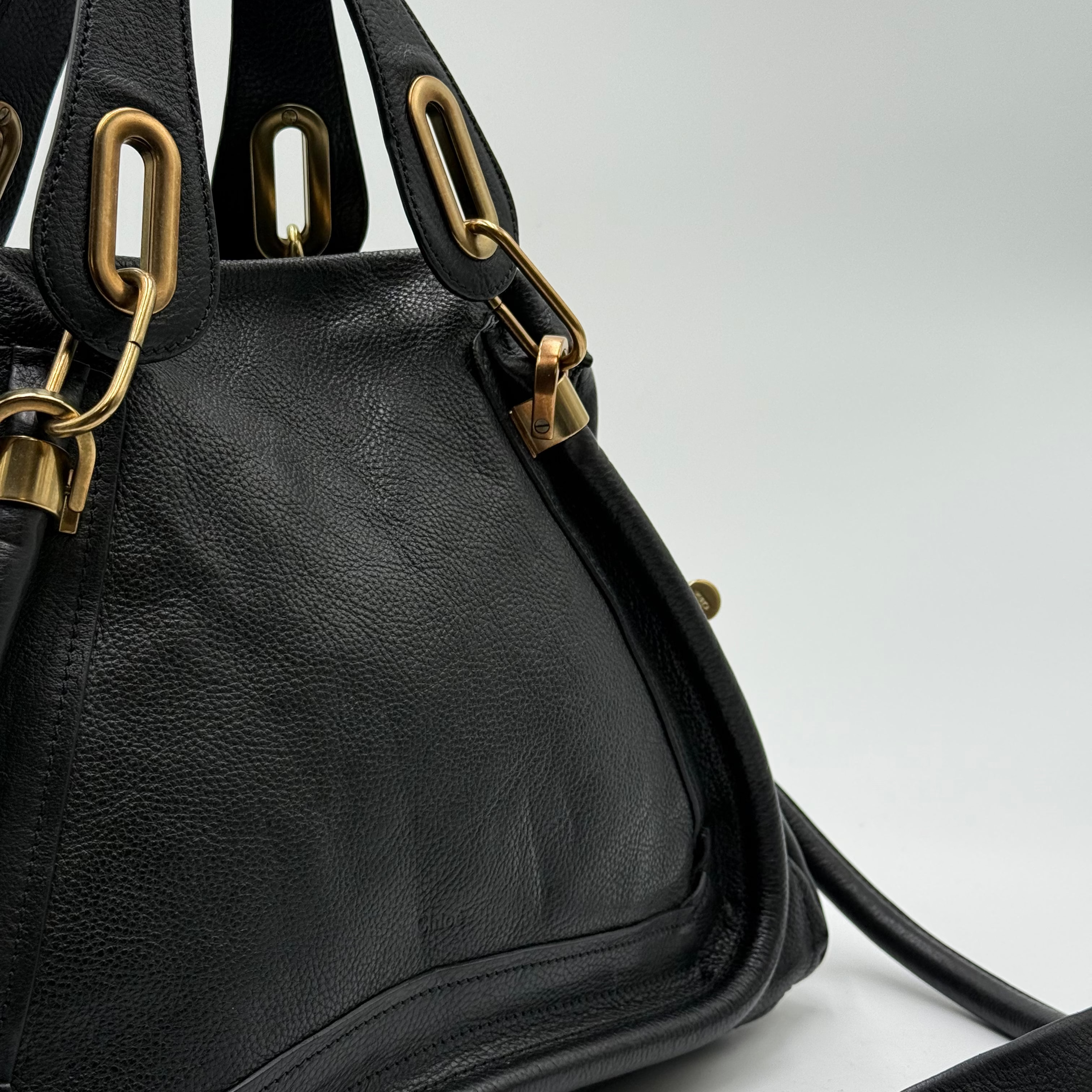 Chloé Black Leather Paraty MM