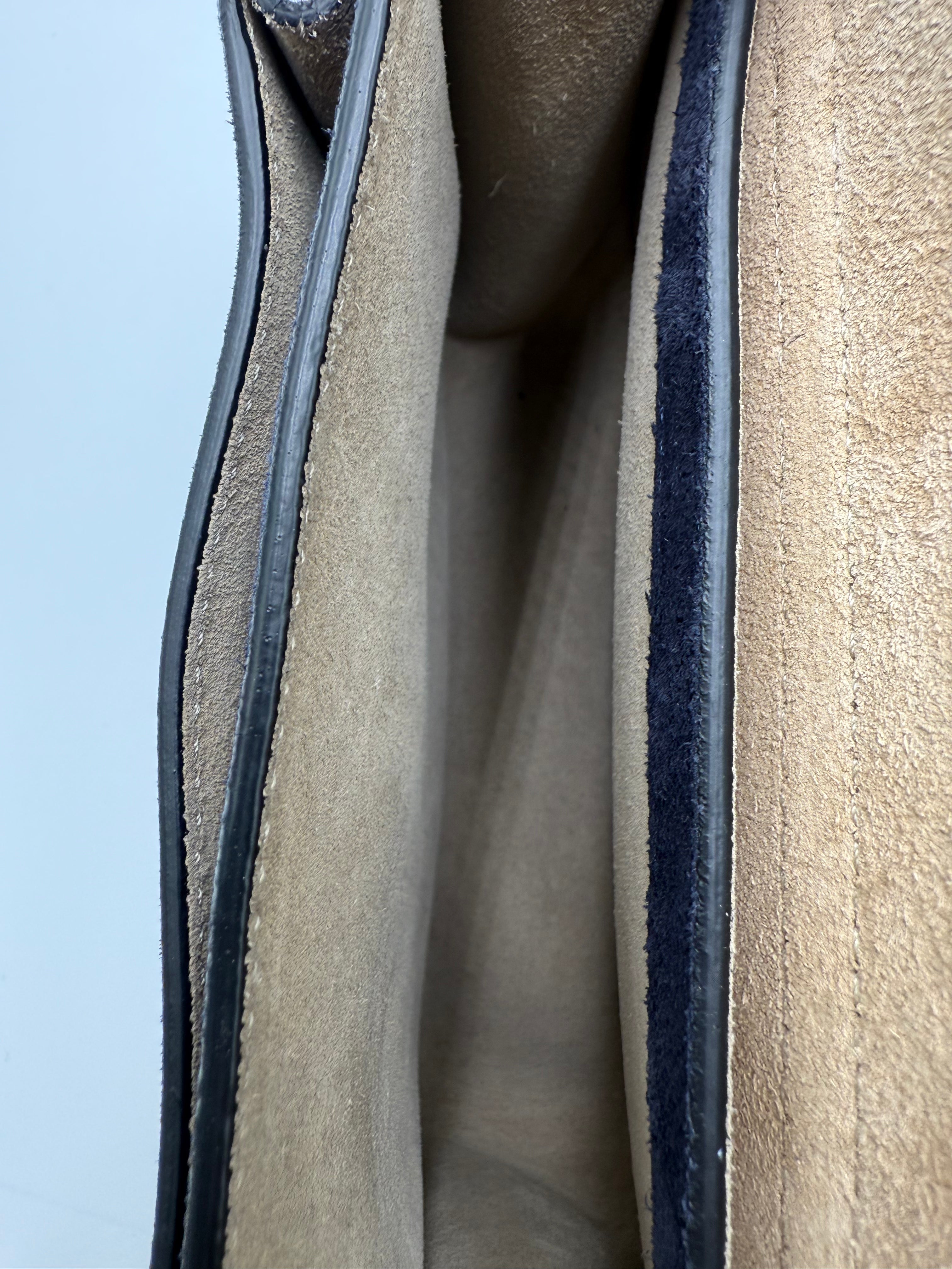 Chloé Whipstitch Navy Suede Hudson Small