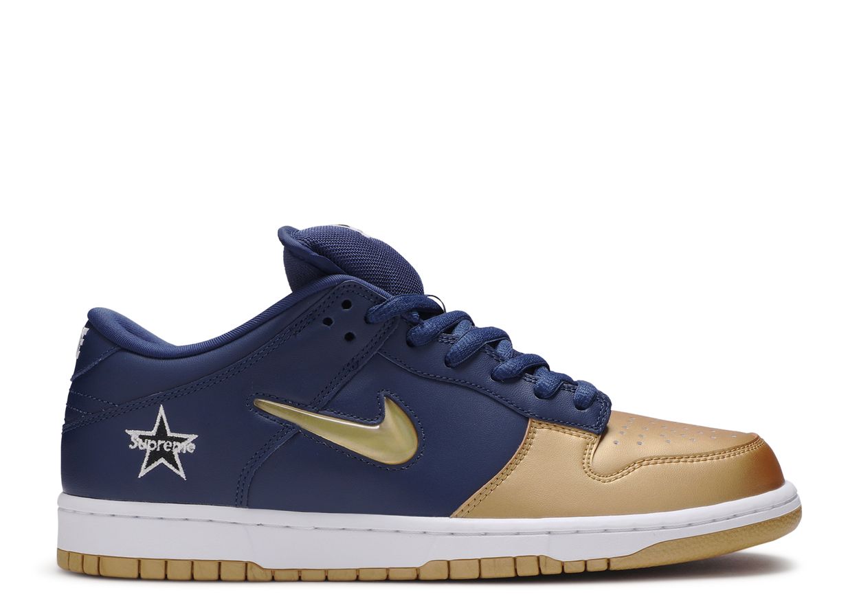 SB Dunk Low Supreme Jewel Swoosh Gold