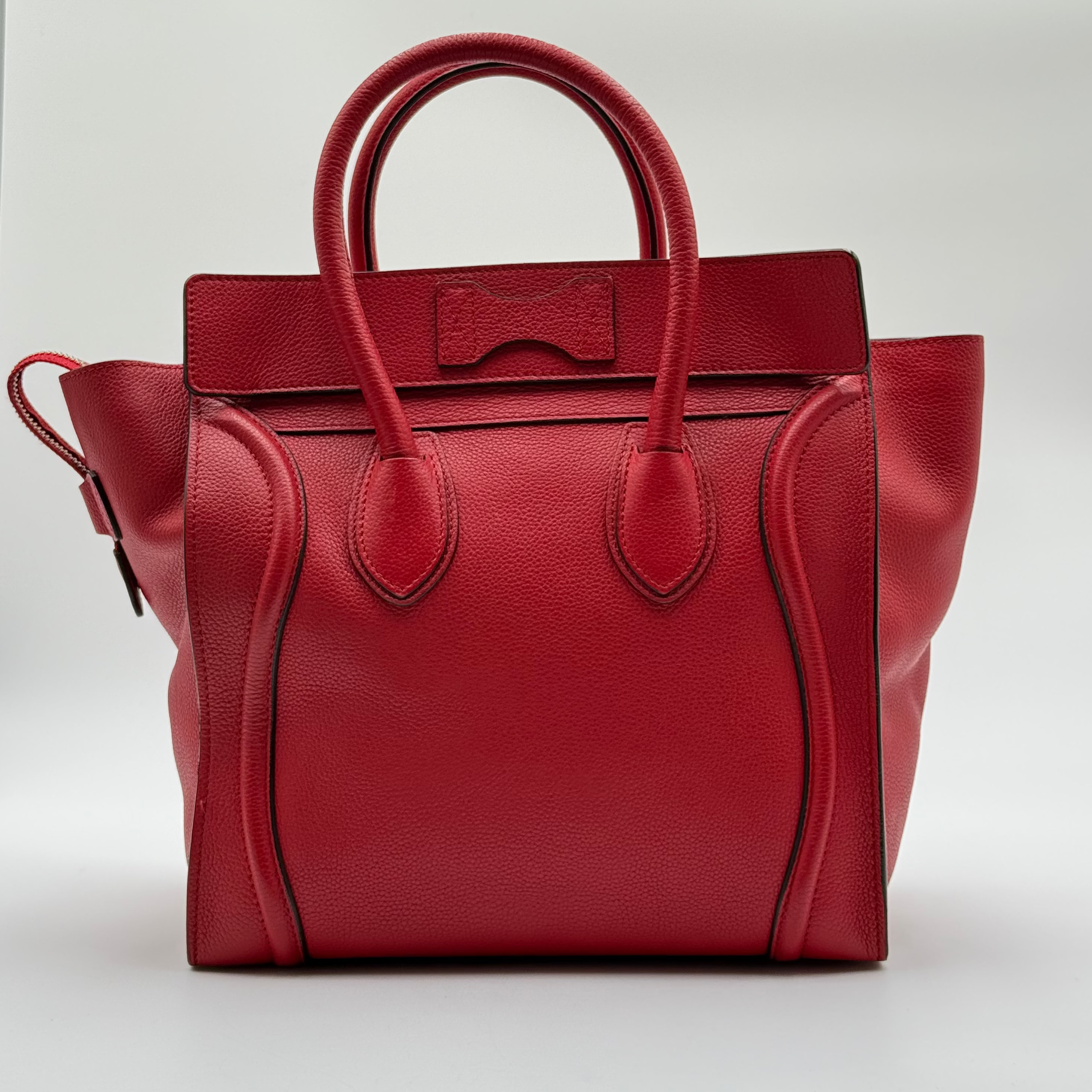 Celine Red Coquelicot Grained Leather Mini Luggage