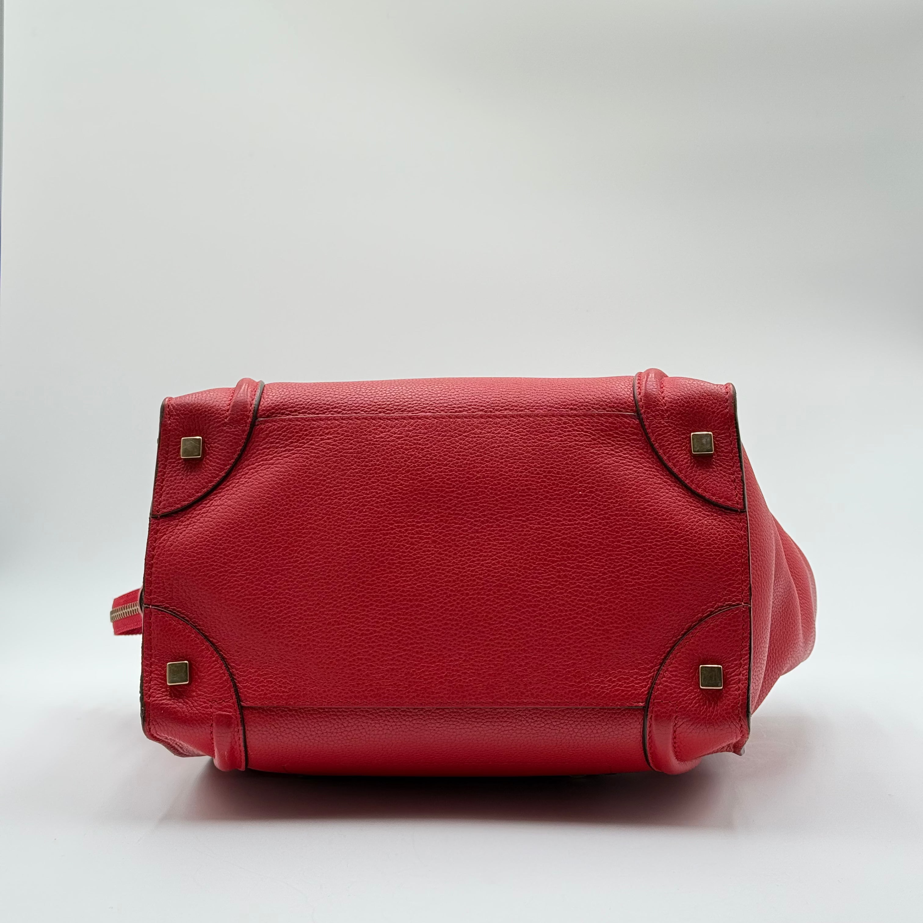 Celine Red Coquelicot Grained Leather Mini Luggage