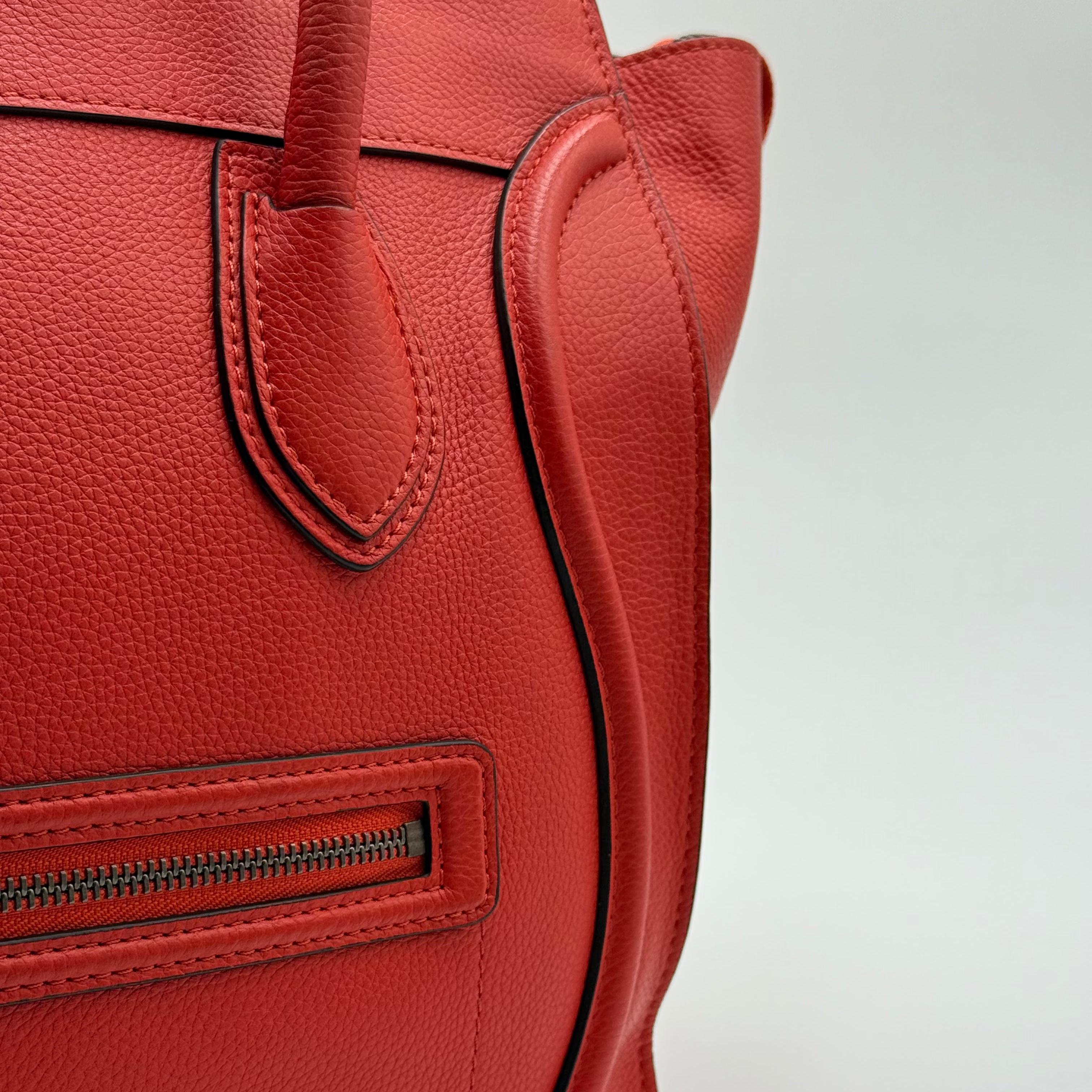 Celine Orange Grained Leather Mini Luggage