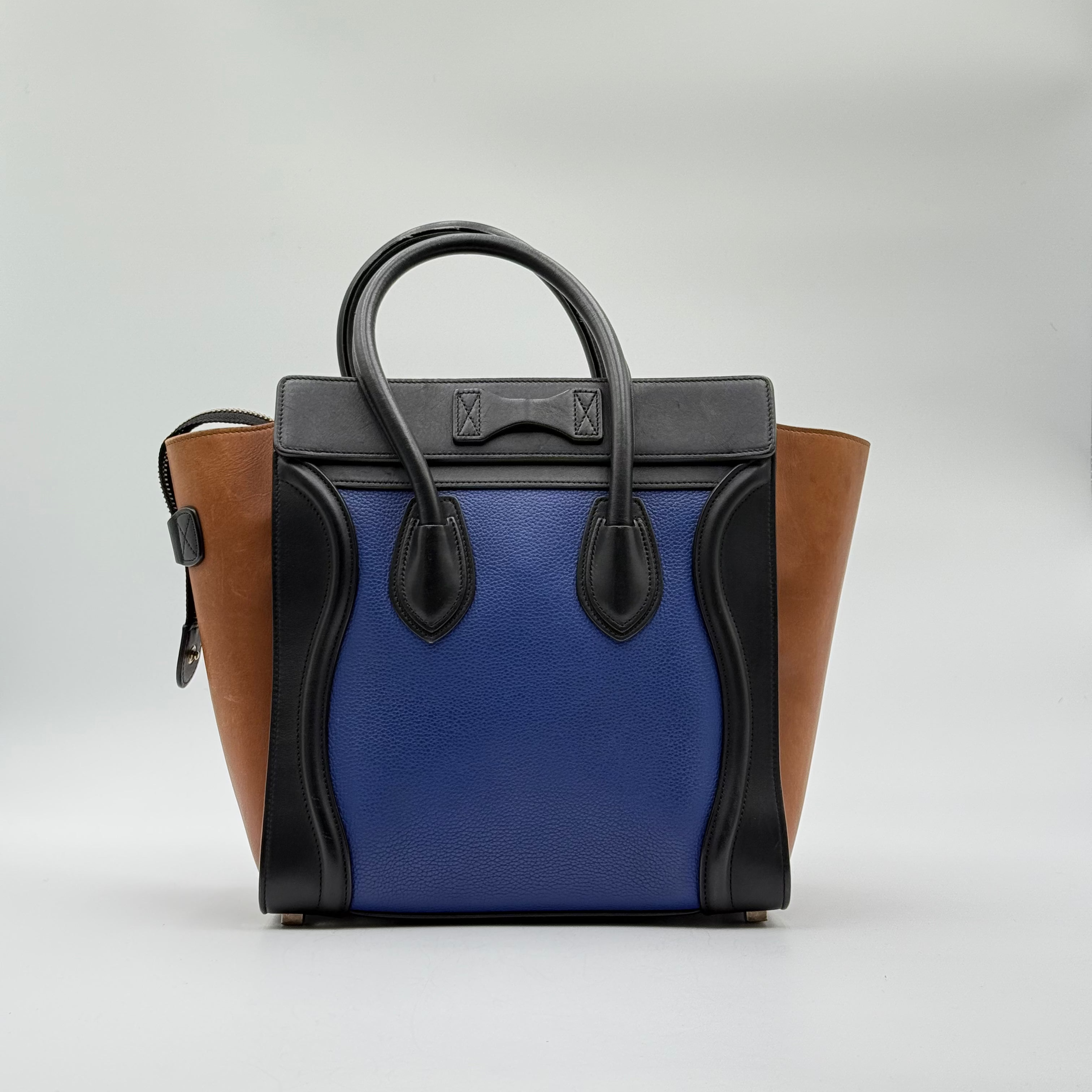 Celine Blue Brown Leather Micro Luggage