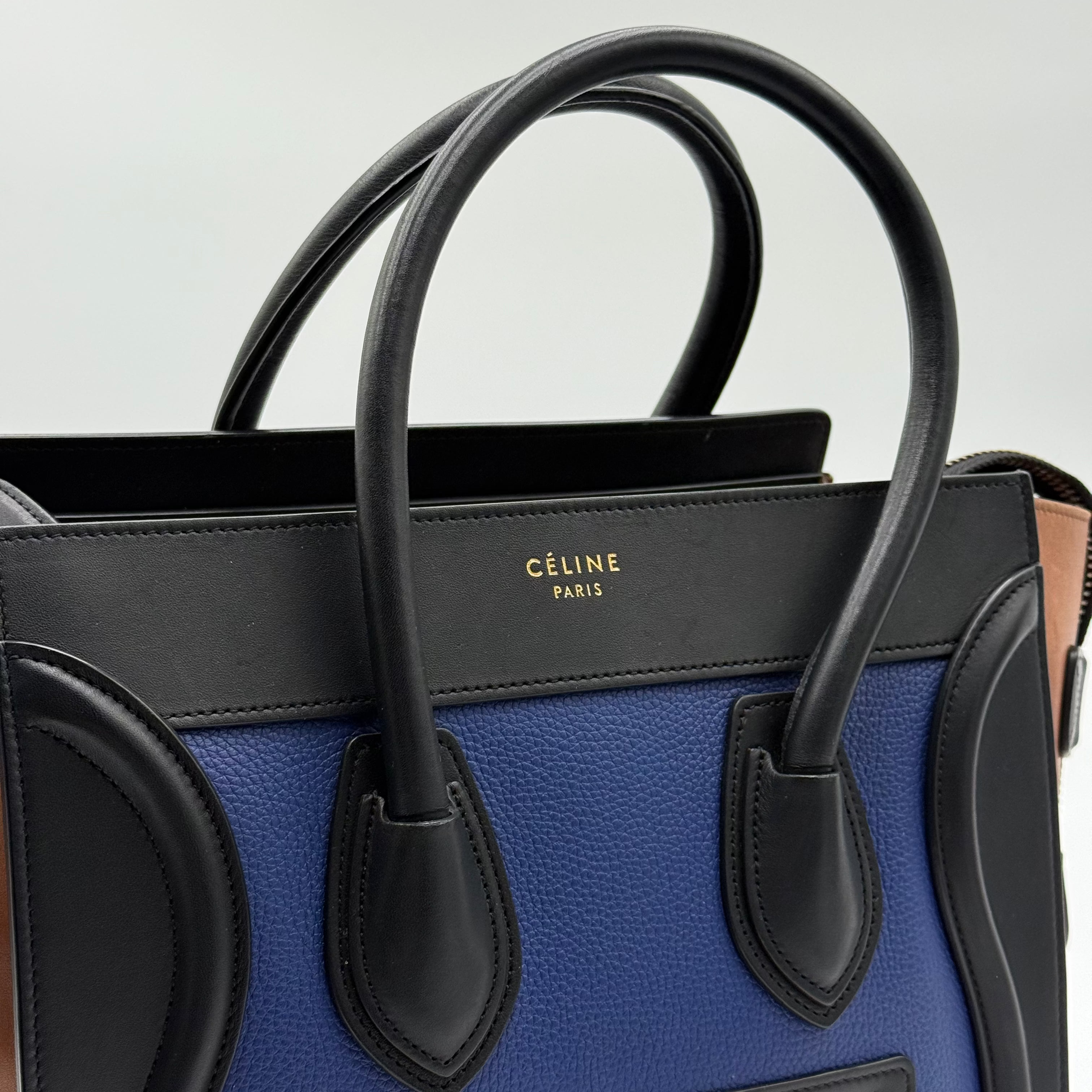 Celine Blue Brown Leather Micro Luggage