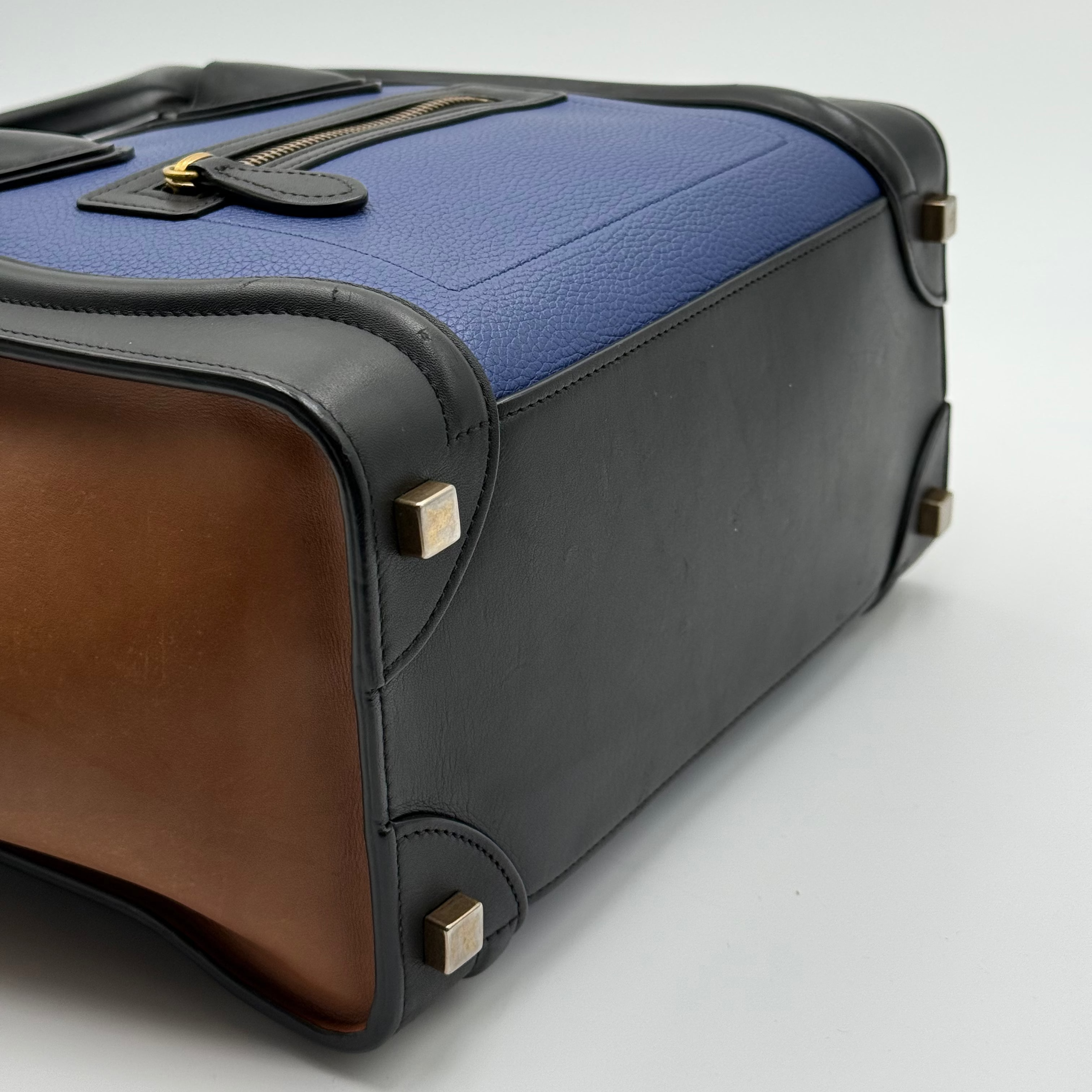 Celine Blue Brown Leather Micro Luggage