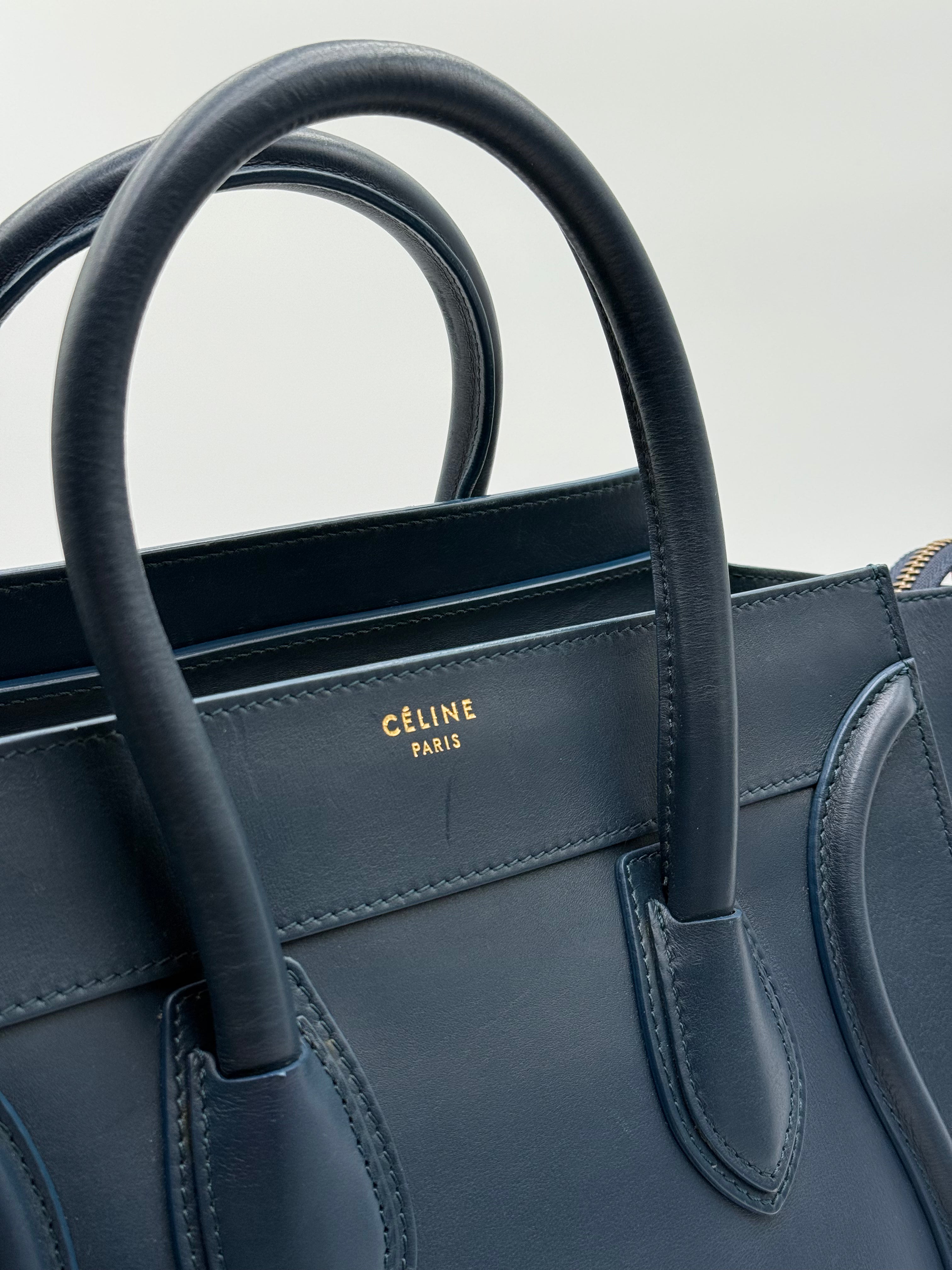 Celine Navy Leather Mini Luggage