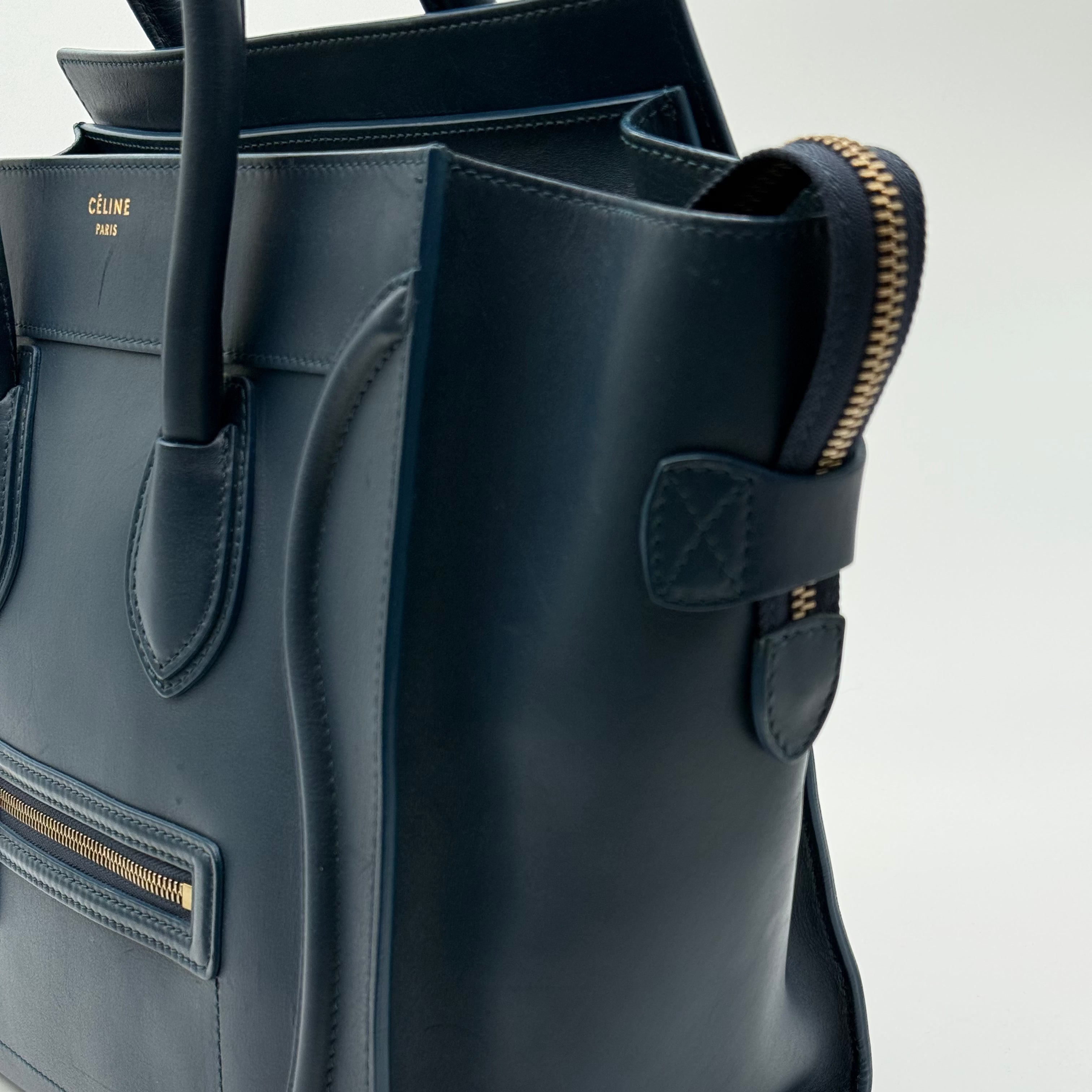 Celine Navy Leather Mini Luggage
