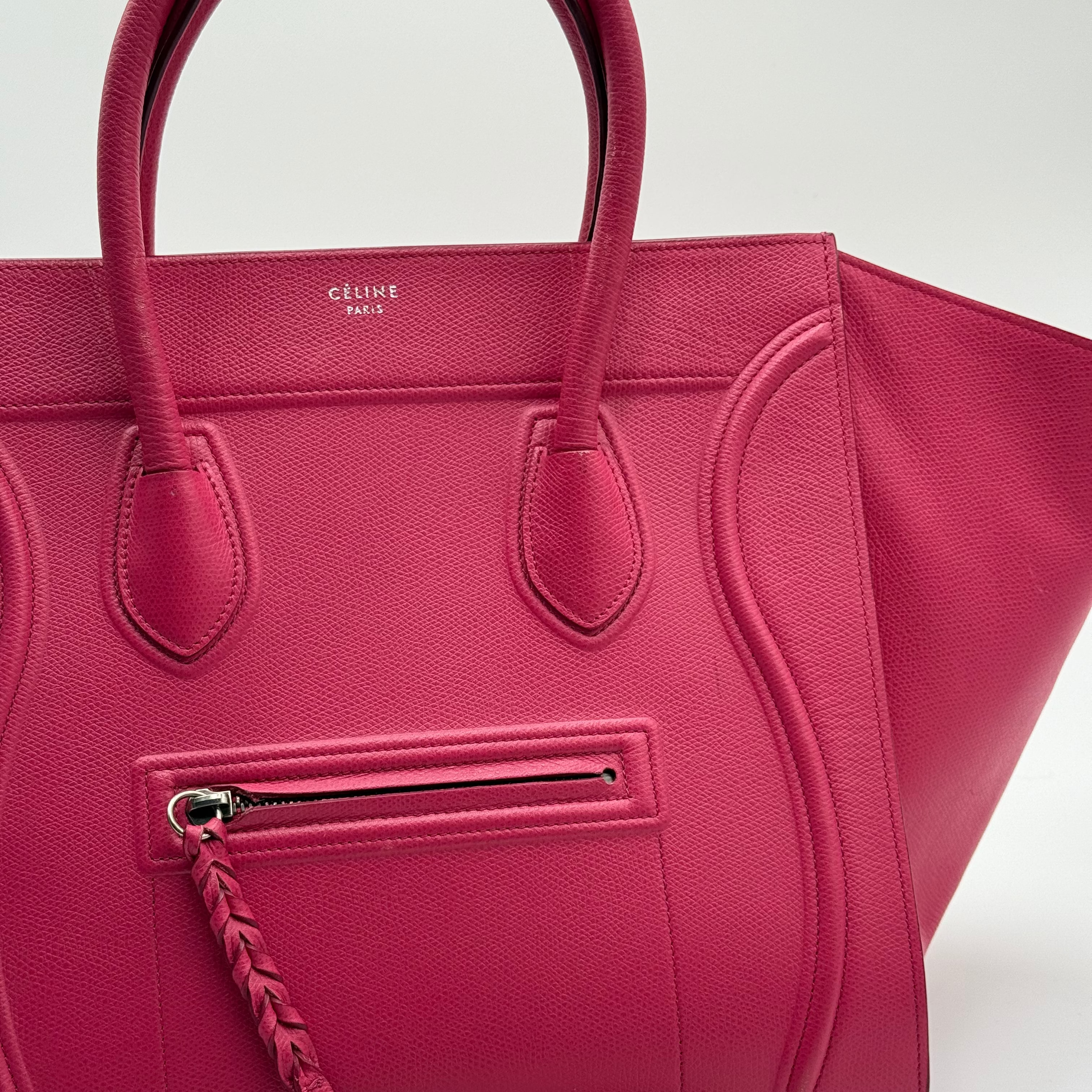 Celine Fuchsia Leather Phantom Luggage
