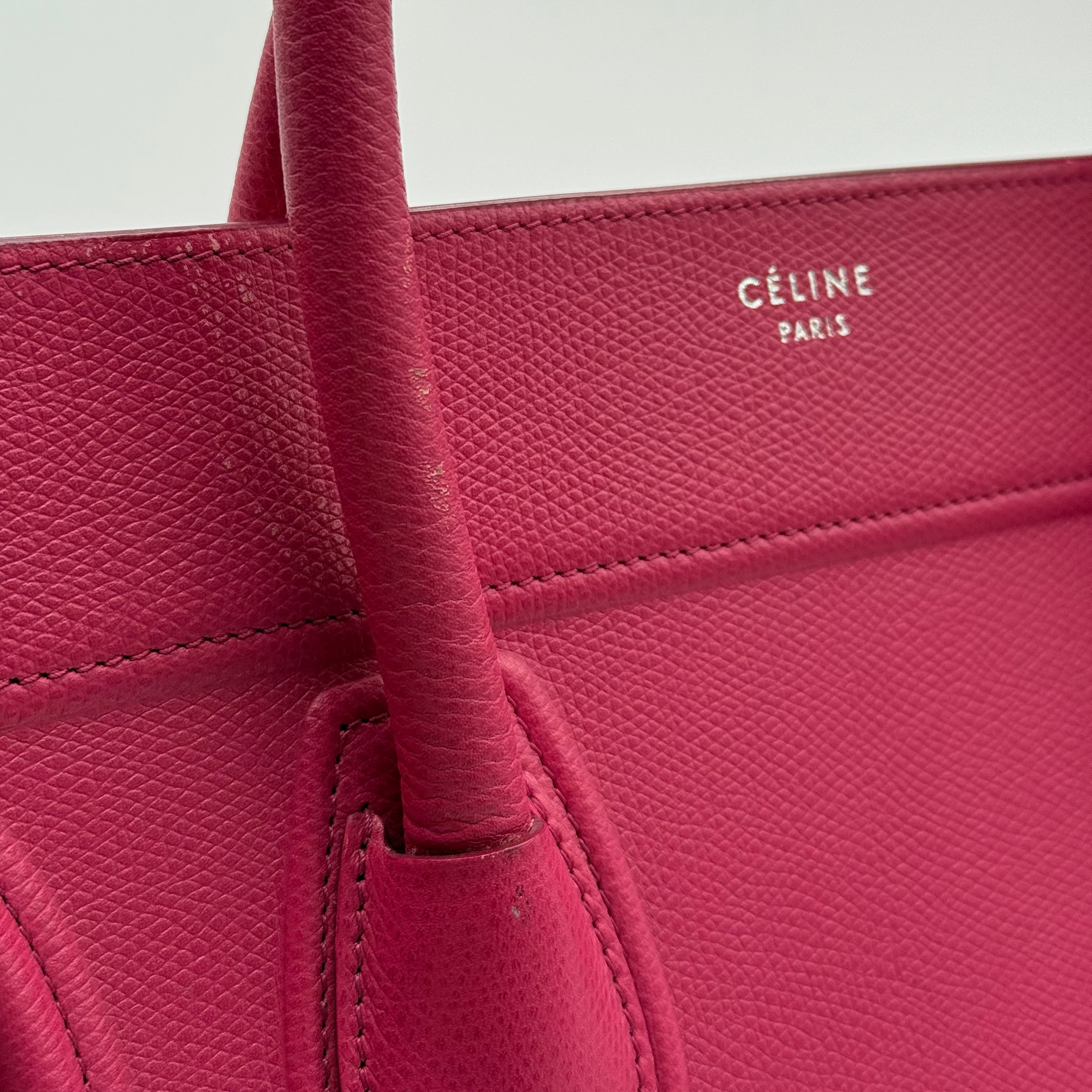 Celine Fuchsia Leather Phantom Luggage