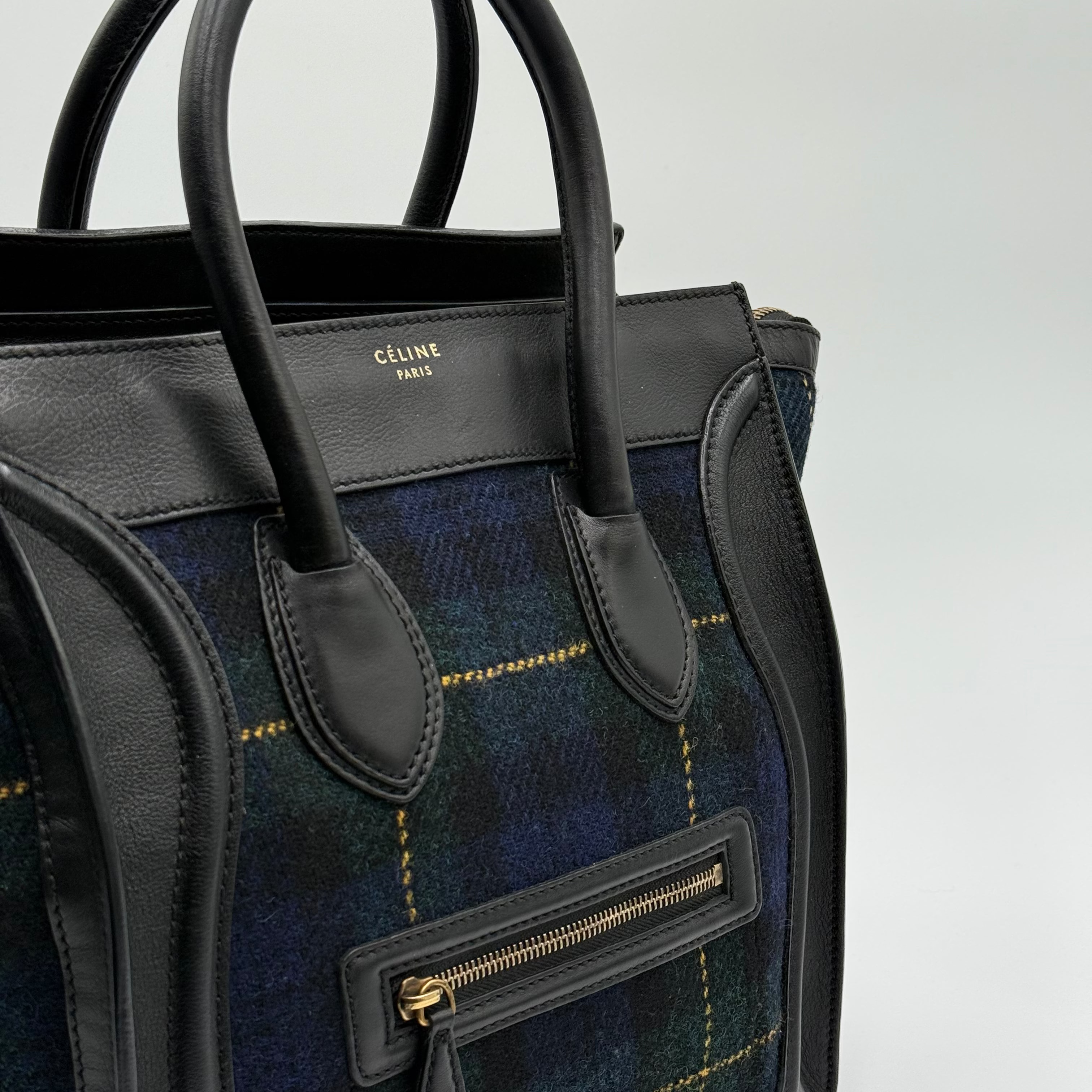 Celine Blue Tartan Mini Luggage