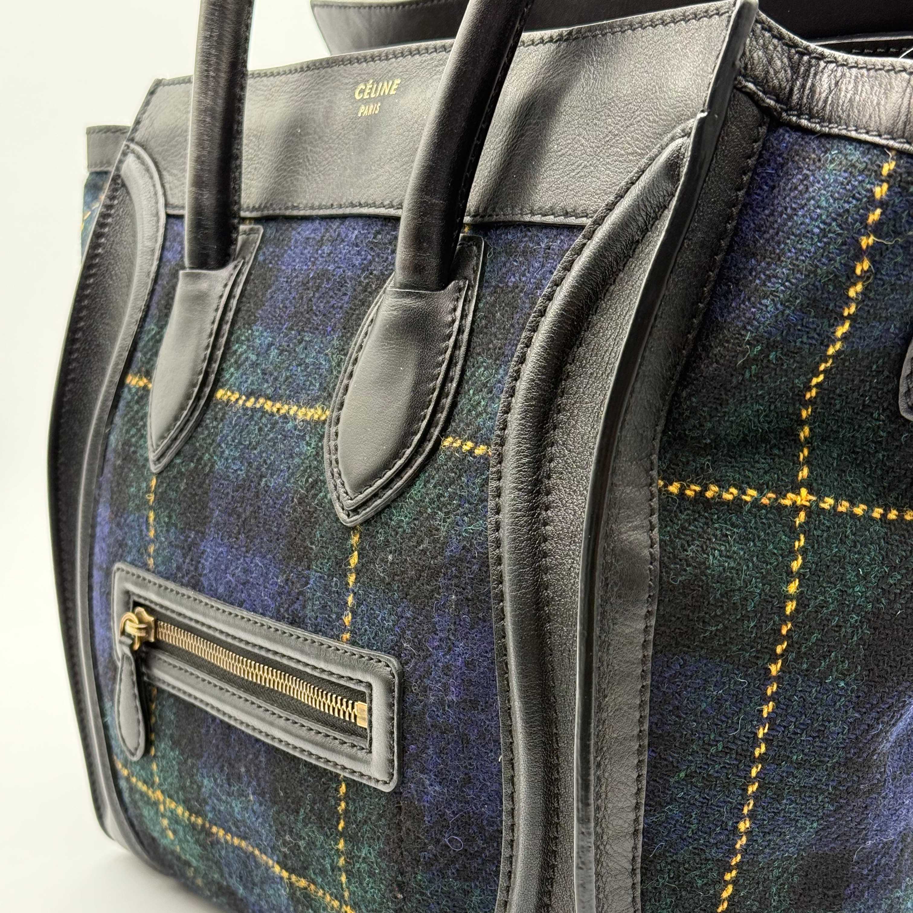 Celine Blue Tartan Mini Luggage