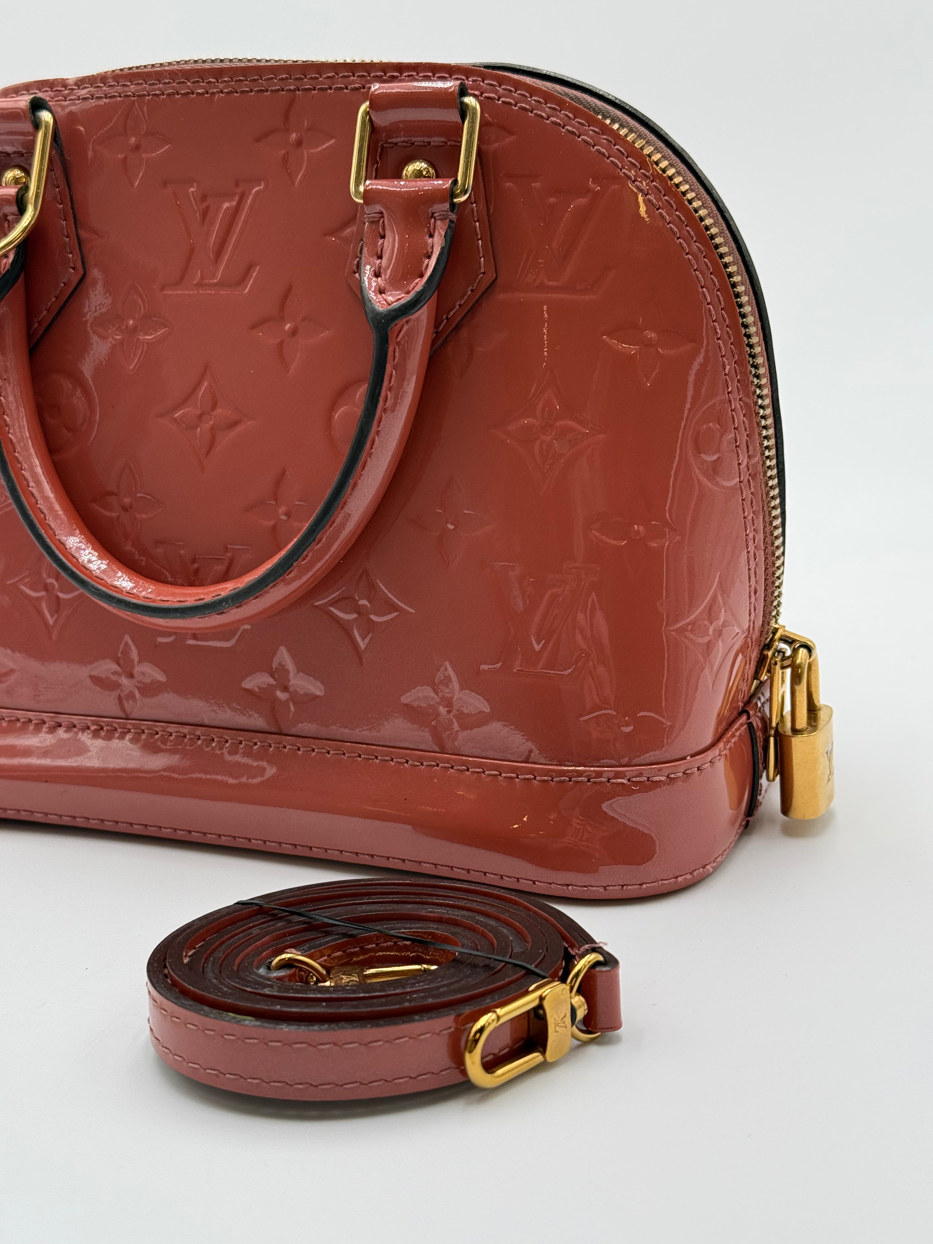 Louis Vuitton Rose Velour Patent Leather Alma BB