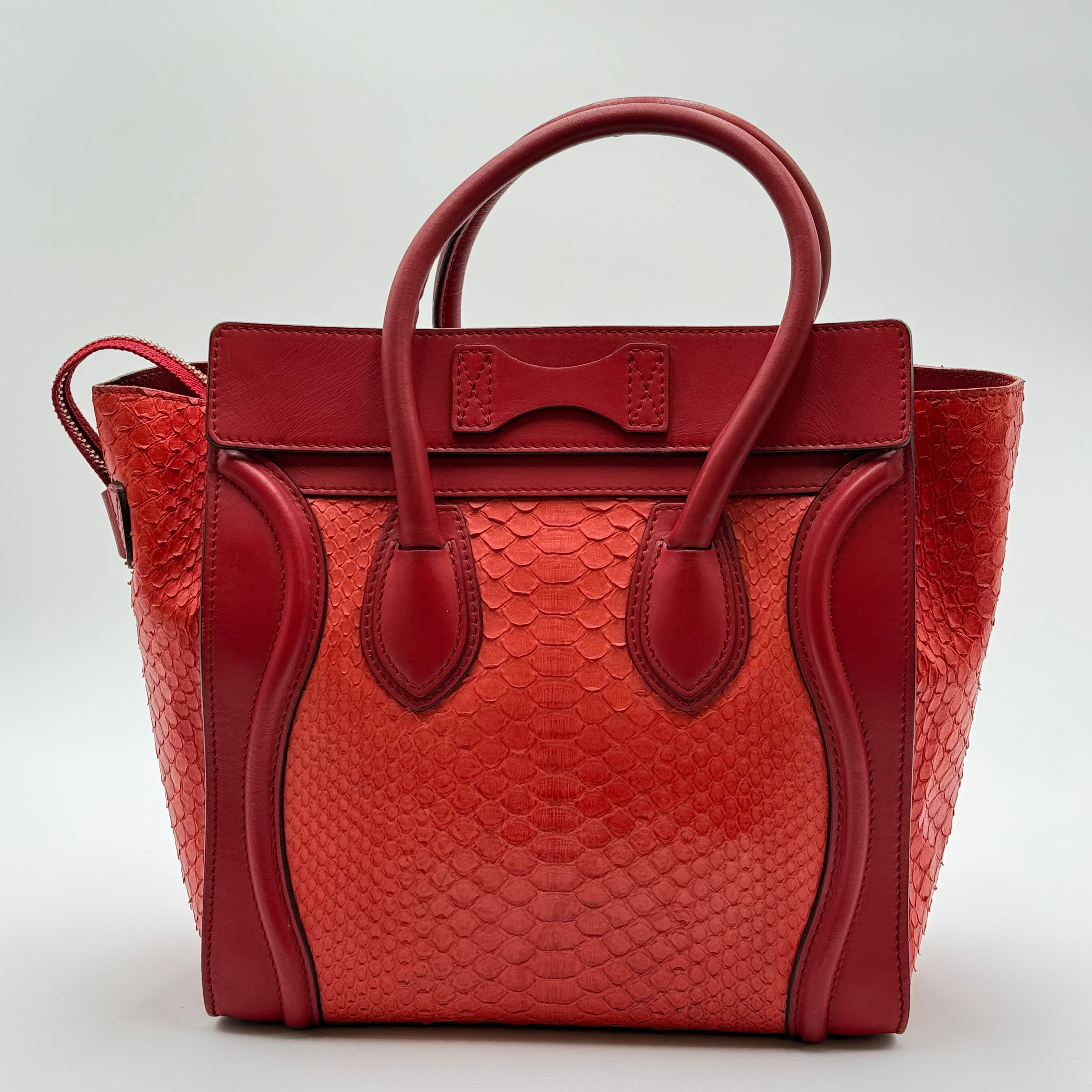 Celine Red Python Leather Micro Luggage